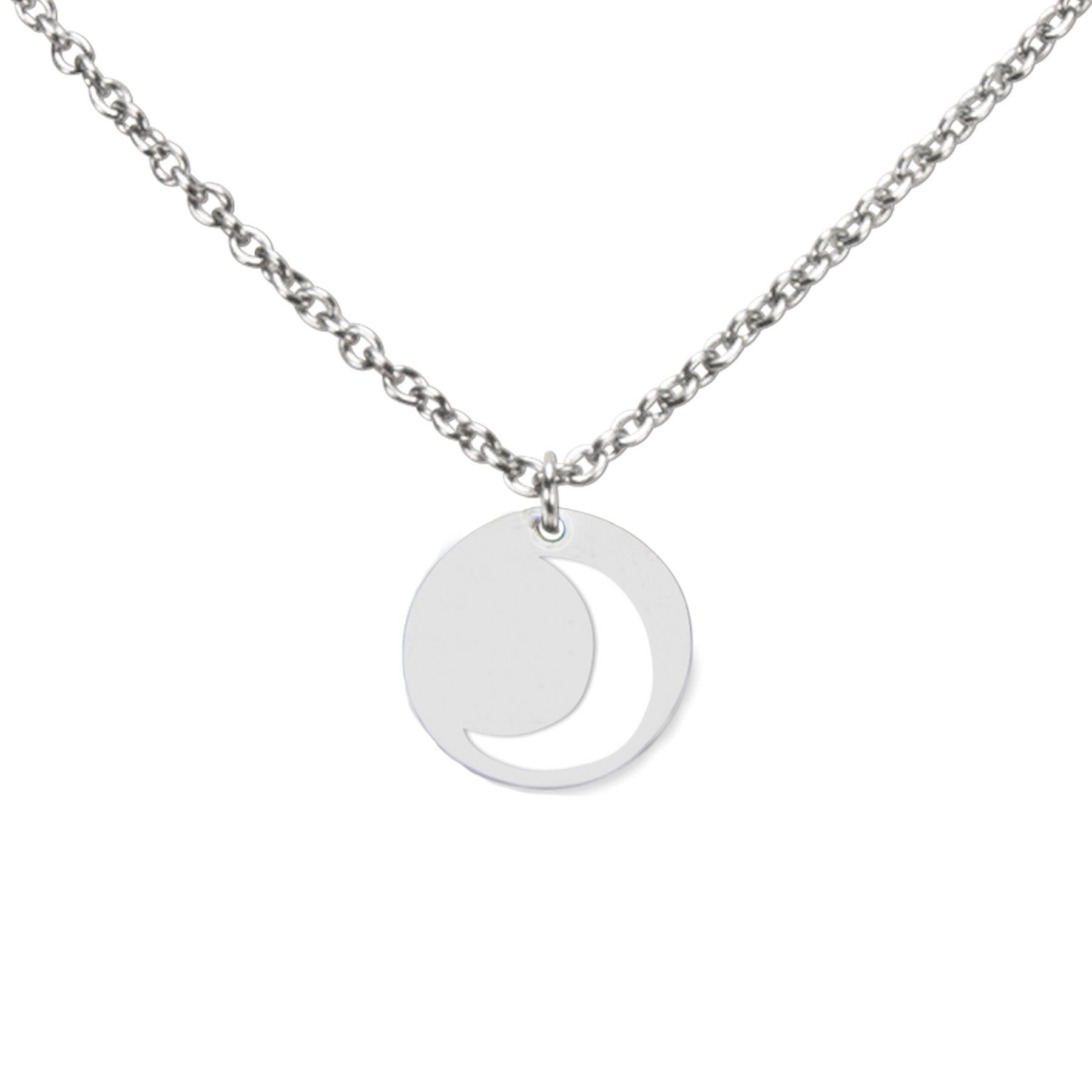 DAHEIM Kette mit Anhänger Halskette Mondsichel (silber-farben), - filigrane Kette Halbmond für Damen und Frauen, Heimat-Schmuck Mond a