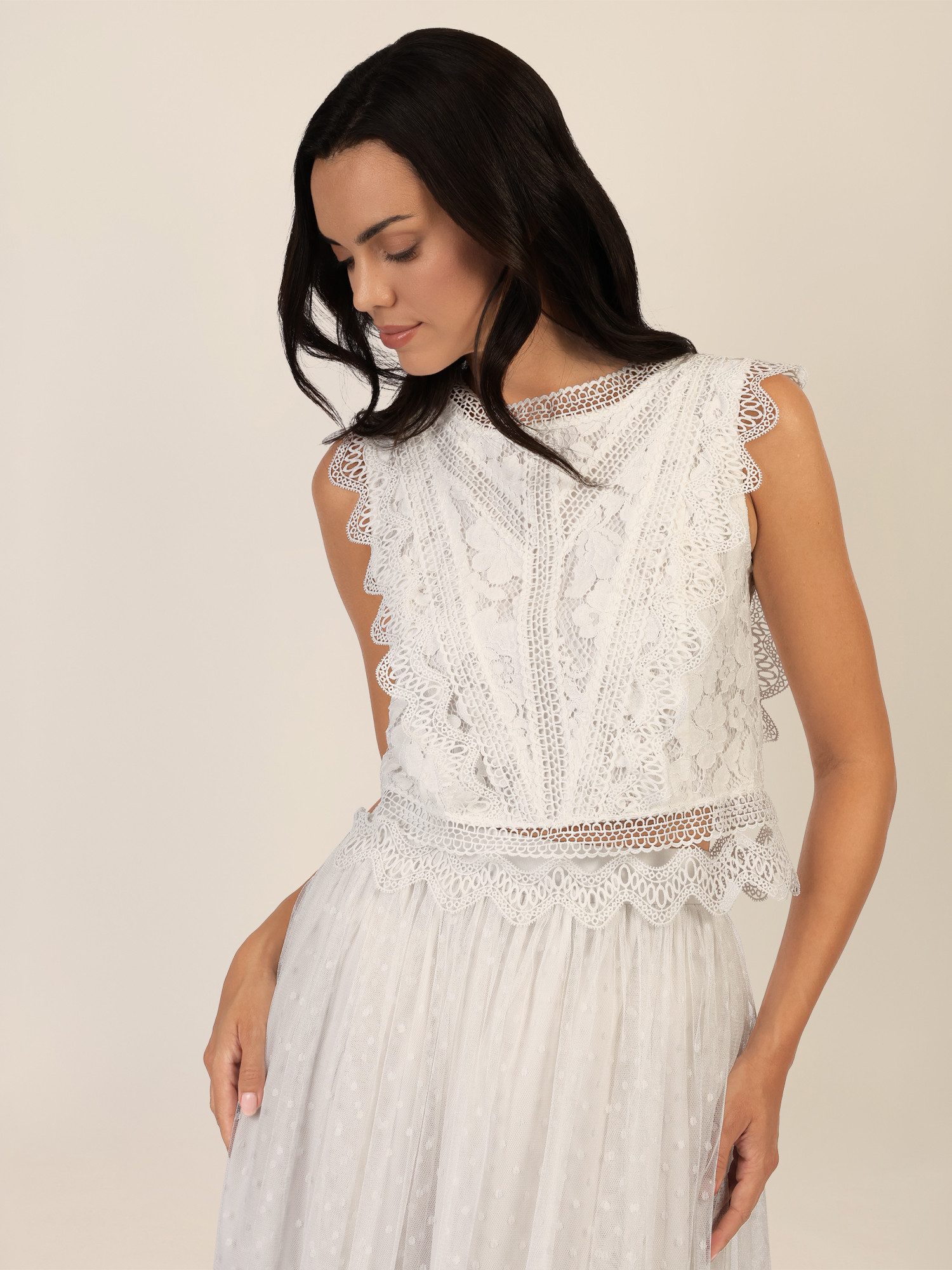 Apart Shirttop mit Spitzenkragen und Reißverschluss