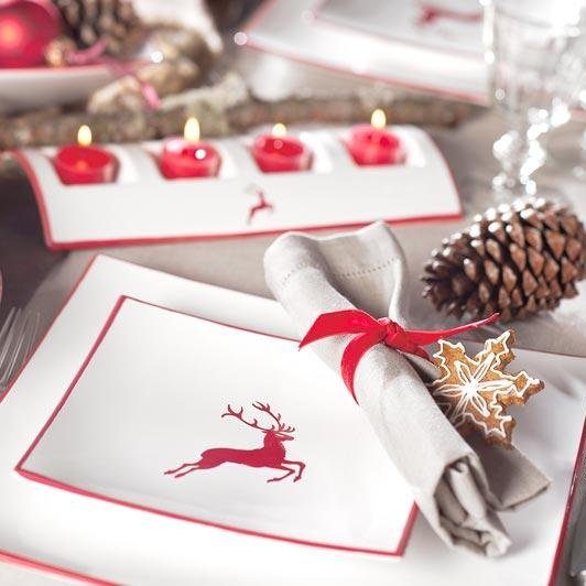Gmundner Keramik Untertasse Roter Hirsch Weihnachtsgeschirr, d: 15 cm / h: 2,5 cm