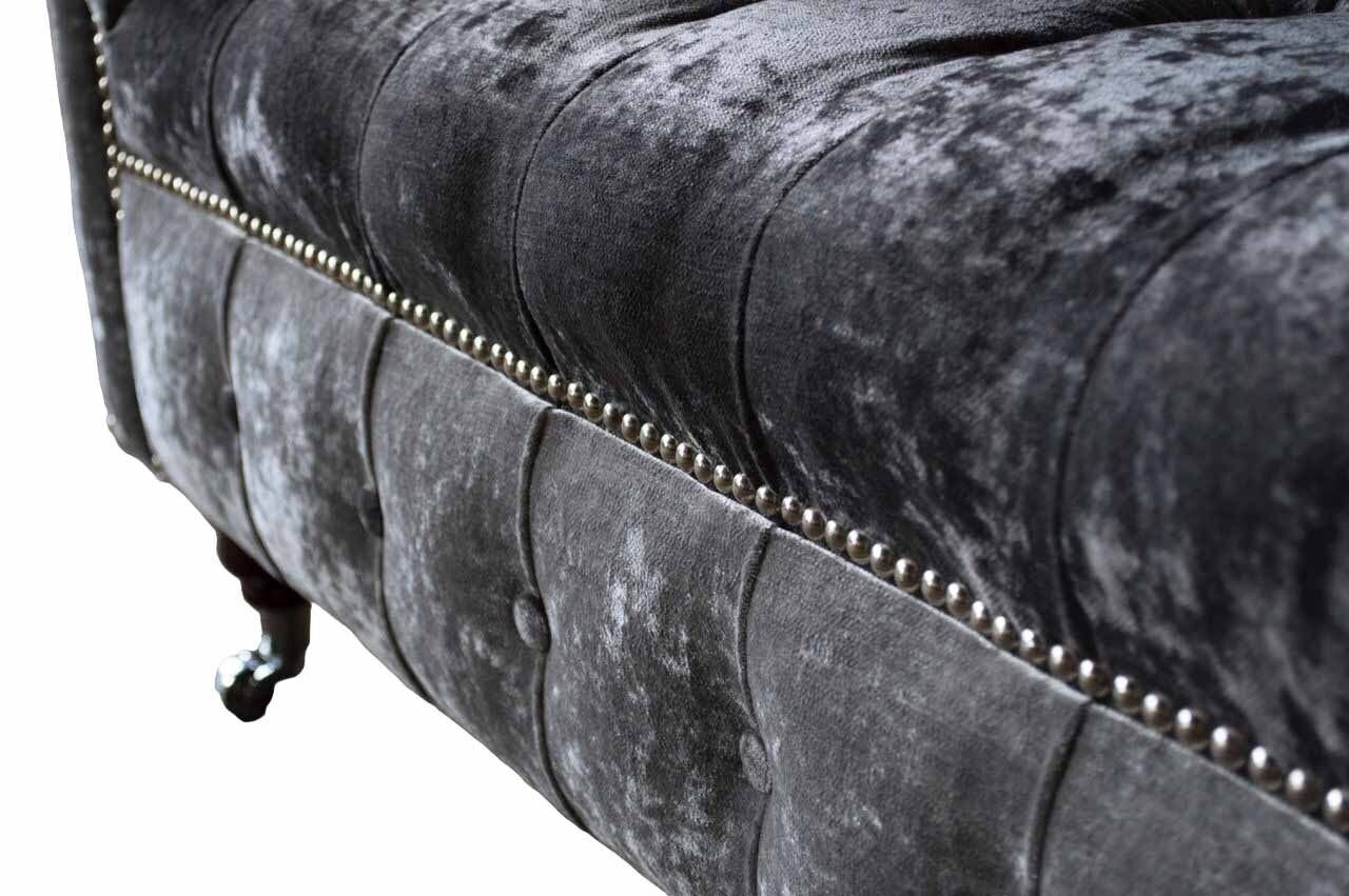 JVmoebel Sofa Graues Chesterfield in Klassische Made Polster Sitzer, Sofas Sofa 3 Europe Design