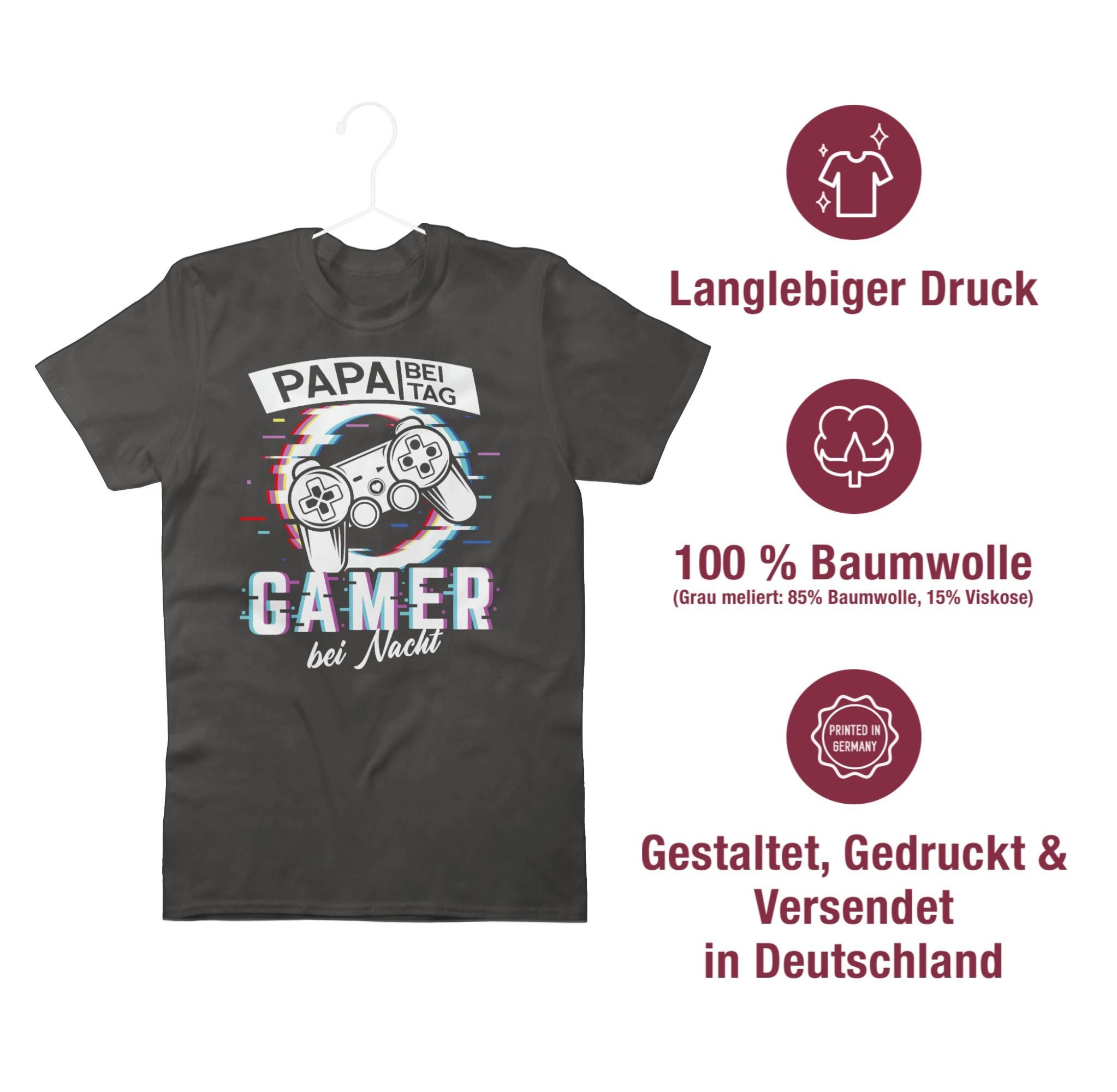 - Geschenk Shirtracer für Papa bei Nacht bei Vatertag Papa T-Shirt Tag - Gamer 02 Dunkelgrau Glitch