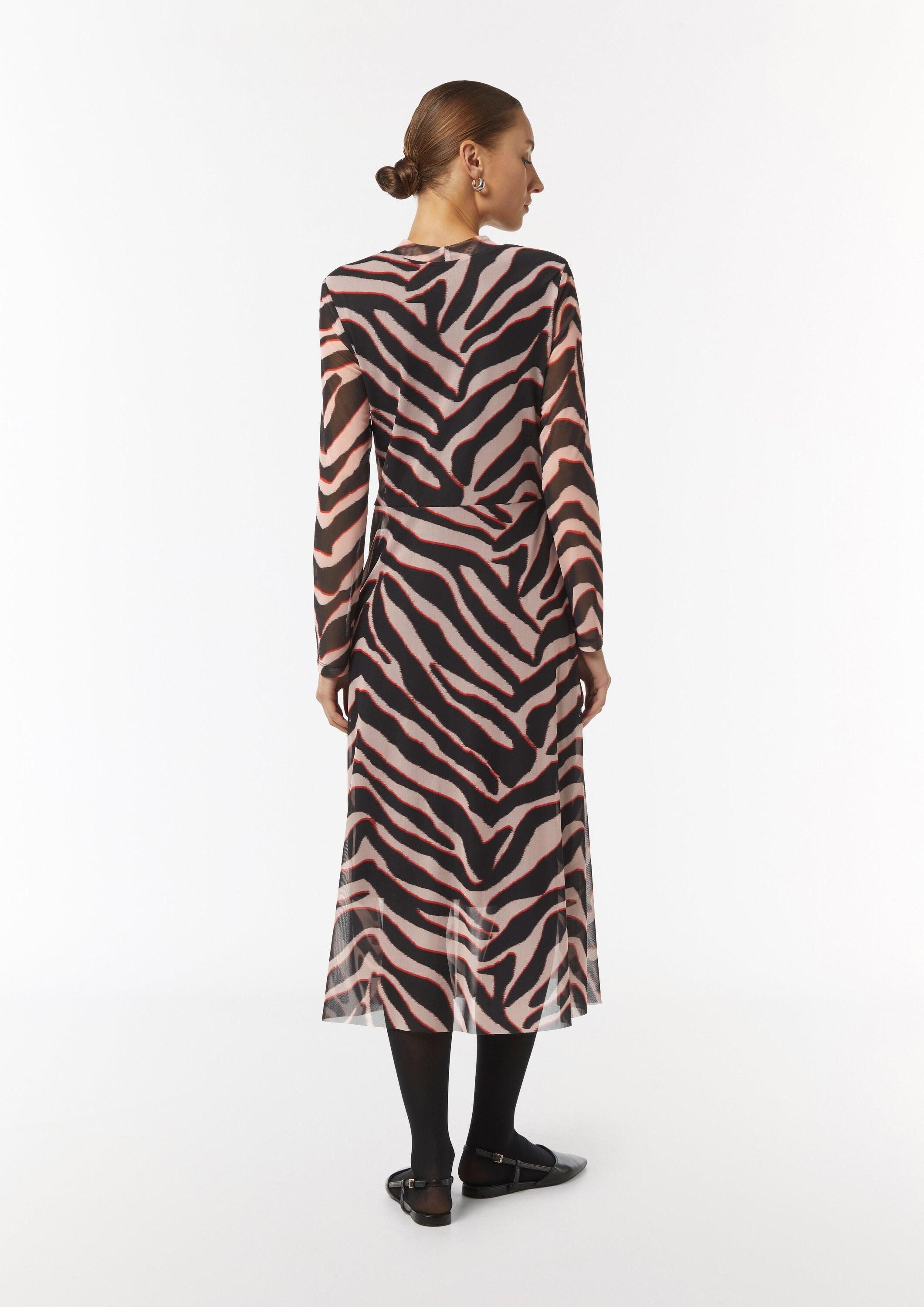 comma Maxikleid Kleid Mesh-Kleid mit Stehkragen