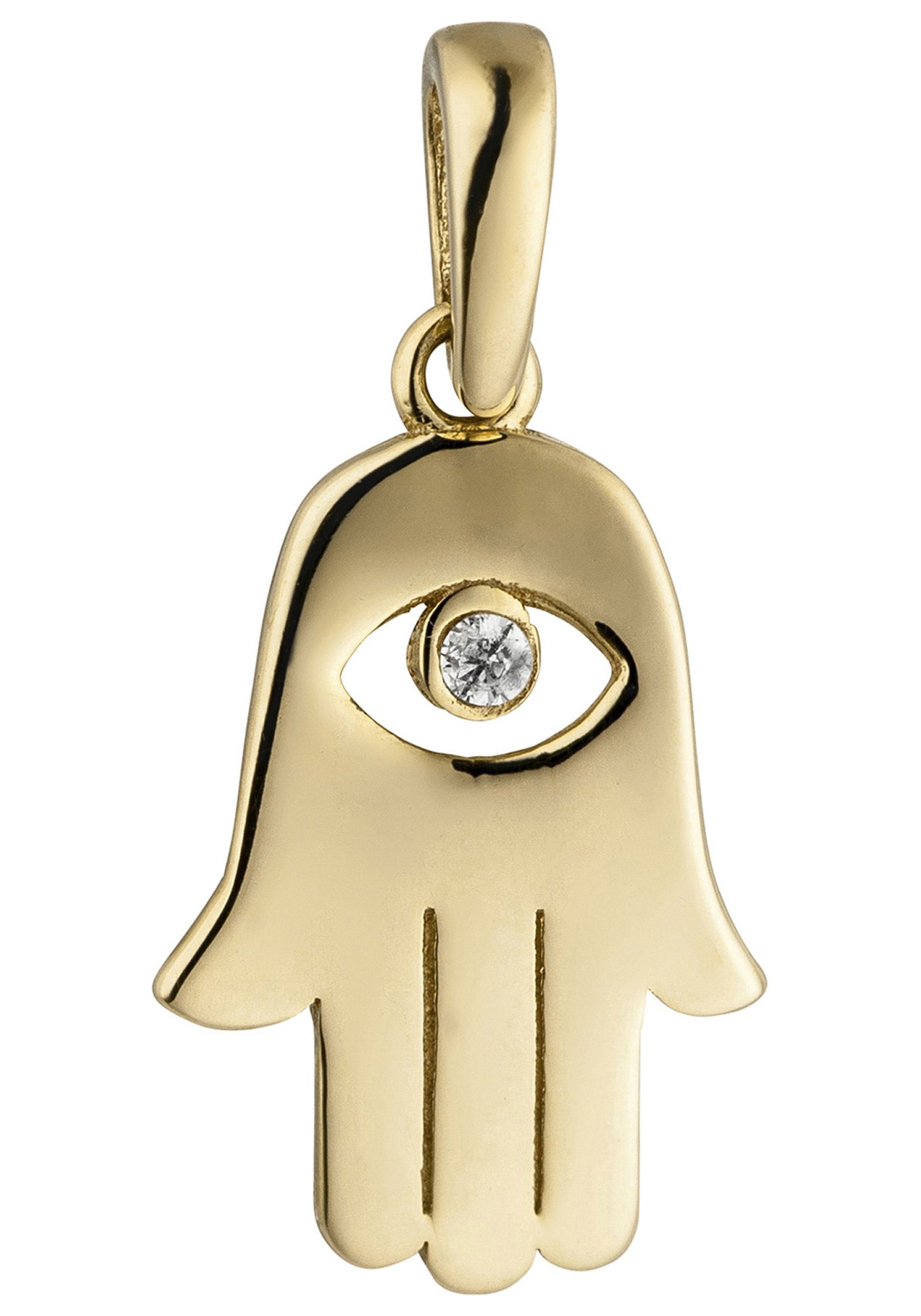 JOBO Kettenanhänger Anhänger Hand, 333 Gold mit Zirkonia