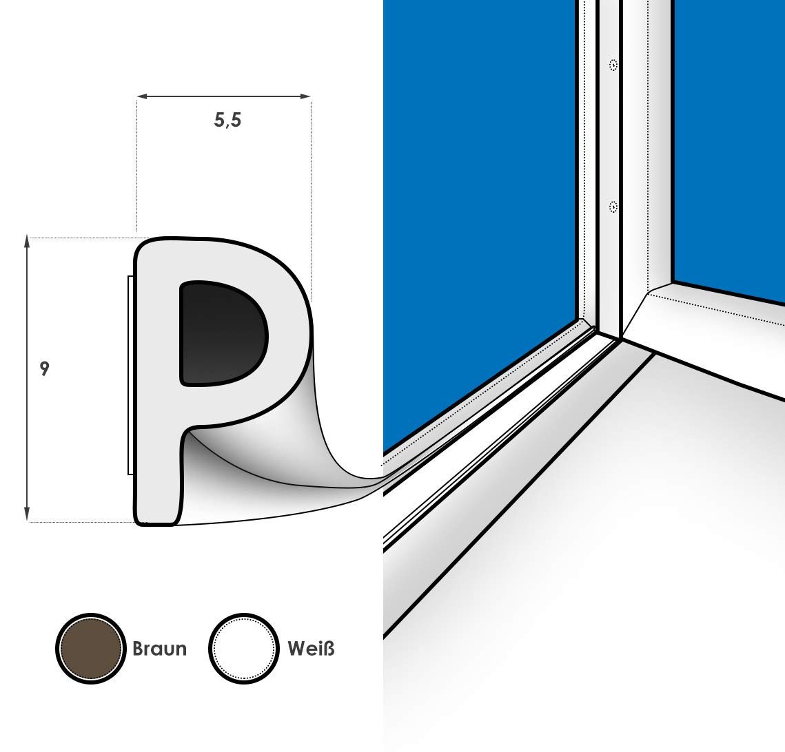 Thumbnail - DQ-PP Türdichtband DQ-PP Fensterdichtung, 30 Meter, Profil D,E,I,P,V, selbstklebend, E-Profil, D-Profil, I- Profil, P-Pr...