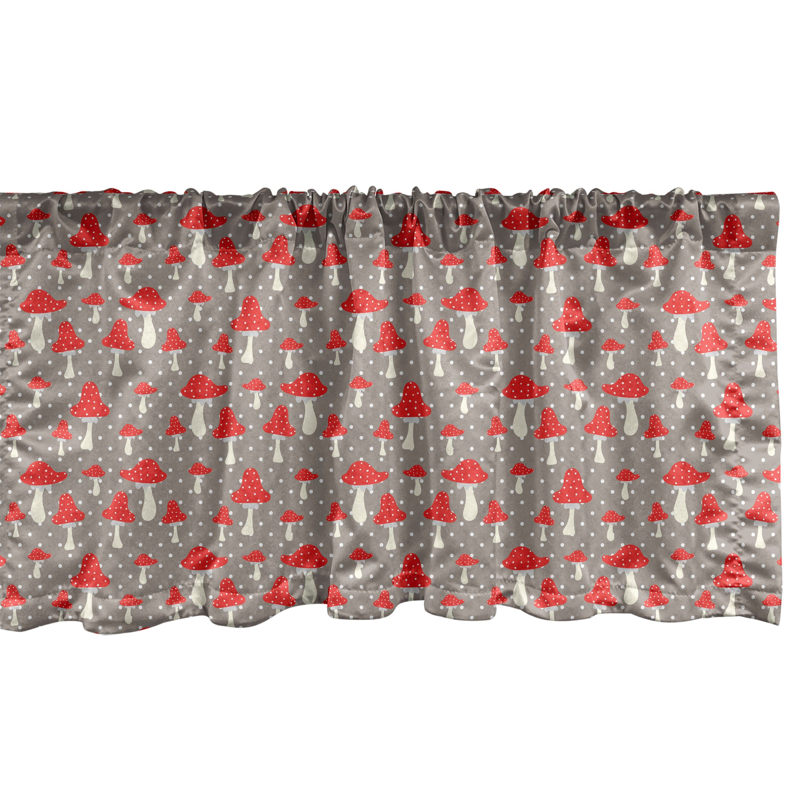 Scheibengardine Vorhang Volant für Küche Schlafzimmer Dekor mit Stangentasche, Abakuhaus, Microfaser, Pilz Amanita Tupfen