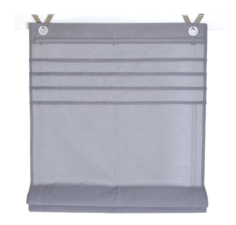 Kutti Raffrollo Kessy Biese, mit Hakenaufhängung, ohne Bohren, halbtransparent, Baumwolle, Polyester, Hakenaufhängung