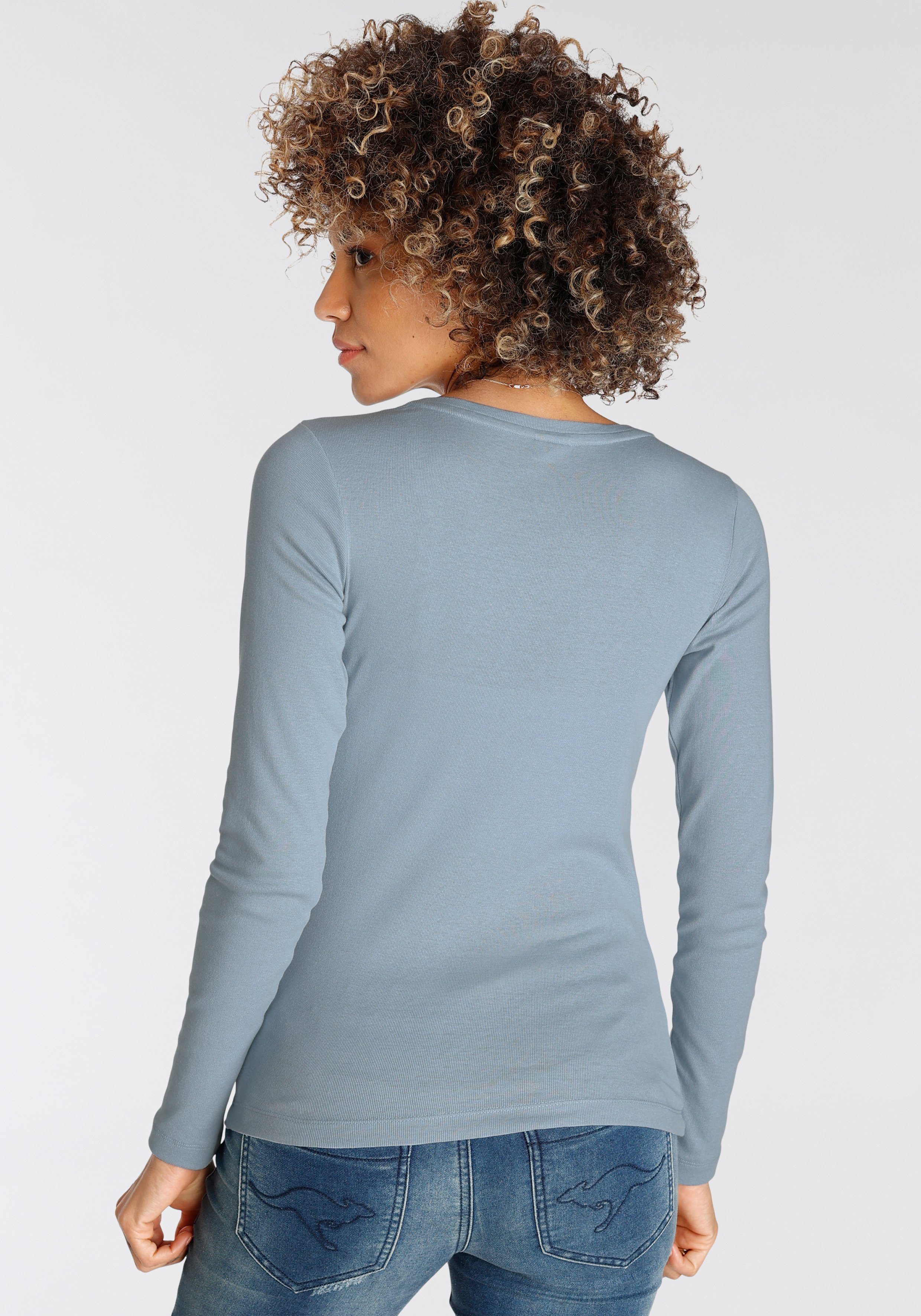 KangaROOS Longsleeve Langarm, sehr figurbetont und hüftbedeckend, mit Herzchen-Detail