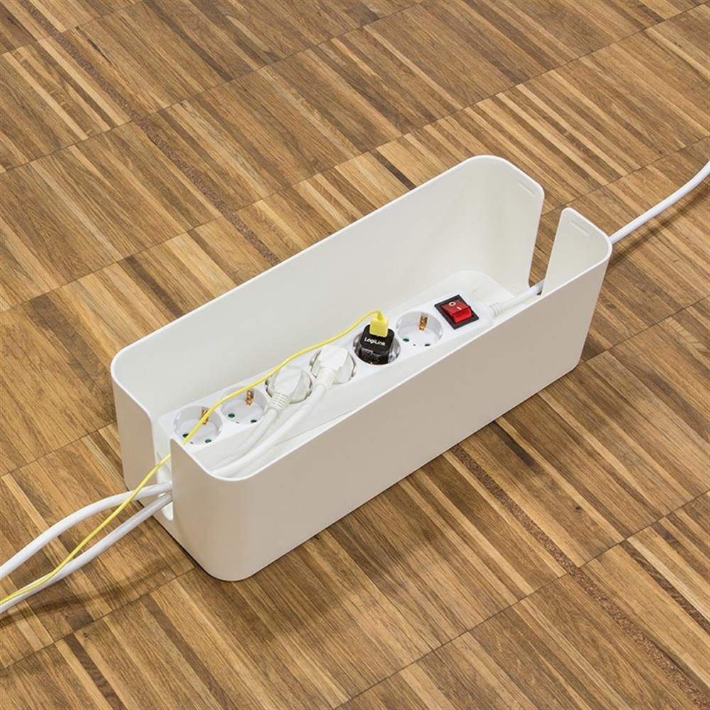 LogiLink Kabelbox KAB0078, Set, 3 Größen, zum Verstecken von Kabelgewirr, Weiß