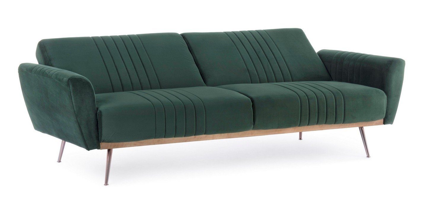 Samt Couch Sofa 210x45x85cm Polster Sofa Bettsofa Johnny Natur24 Dunkelgrün
