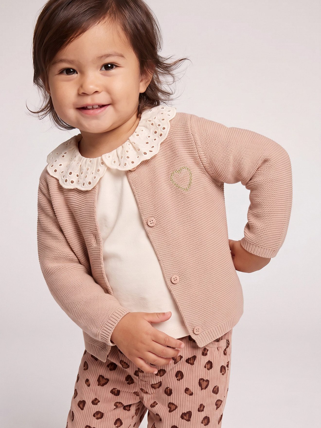 vertbaudet Strickjacke Baby Strickjacke Herz BASIC Stickerei – Bild 4 von 5