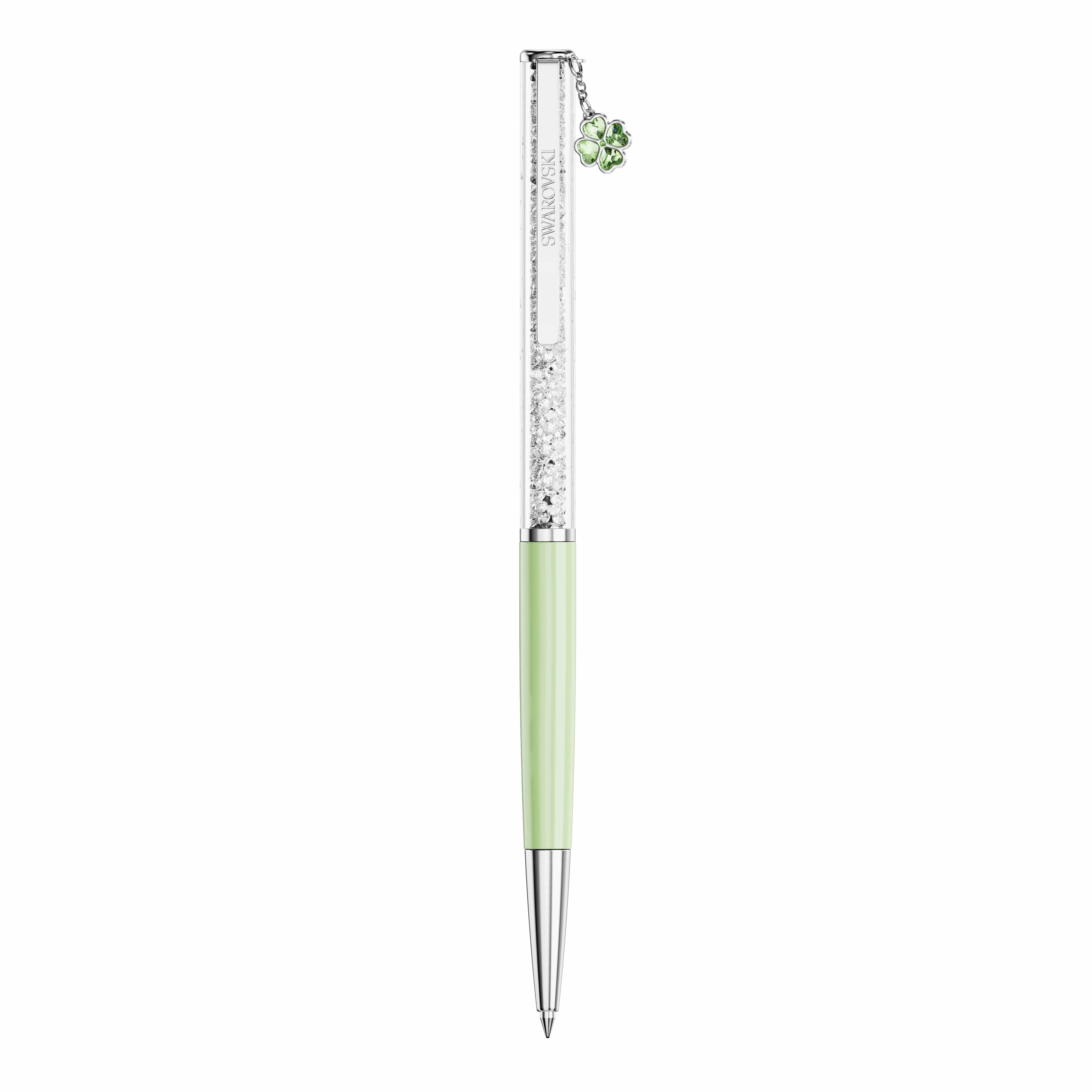 Swarovski Drehkugelschreiber Schreibgerät Geschenk CRYSTALLINE mit Kleeblatt-Charm, mit Swarovski® Kristallen