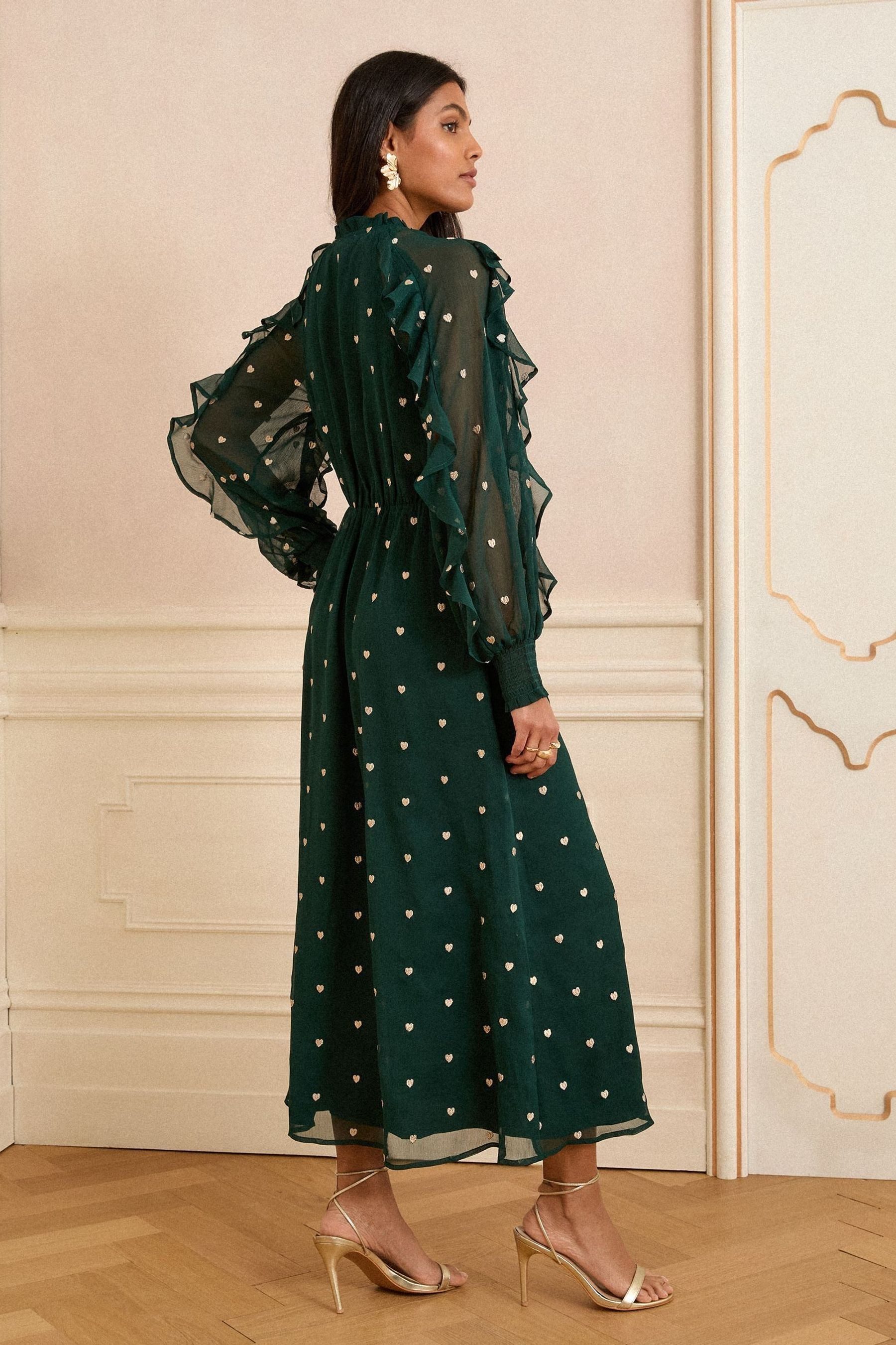 Love & Roses Midikleid Love & Roses Besticktes Midikleid mit Rüschen (1-tlg günstig online kaufen