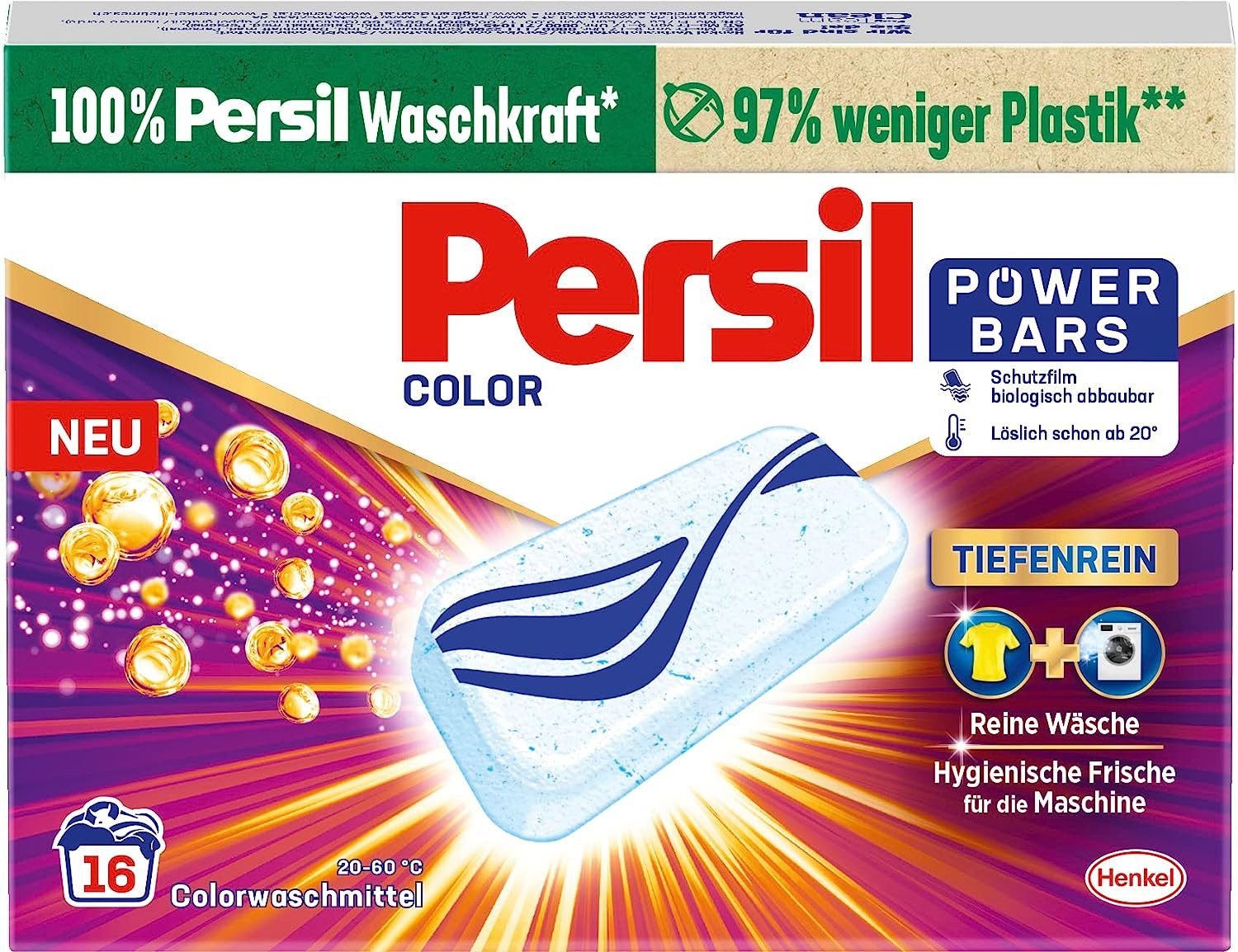 Persil Color Power Bars 16 WL Colorwaschmittel (16-St. Wäsche & hygienische Frische)