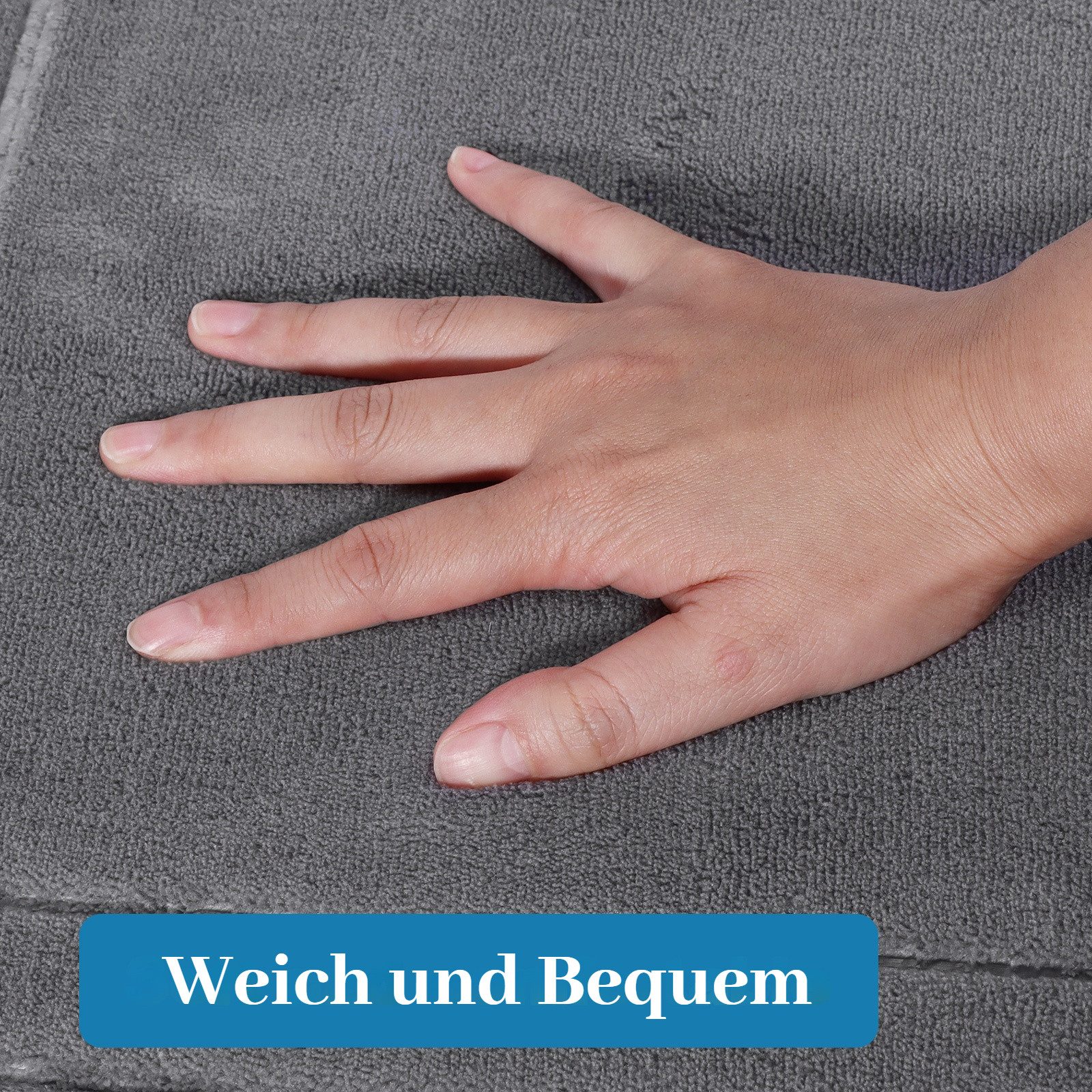 BlingBin Badematte Badezimmerteppich Set 3 Teilig, Badteppich aus Memory Foam rutschfest, Memory Schaum, schnell trocknend, Waschbar, Memory-Schaum, Rechteck, mit U Förmige wc Vorleger, Badteppich Waschbar Badvorleger Set