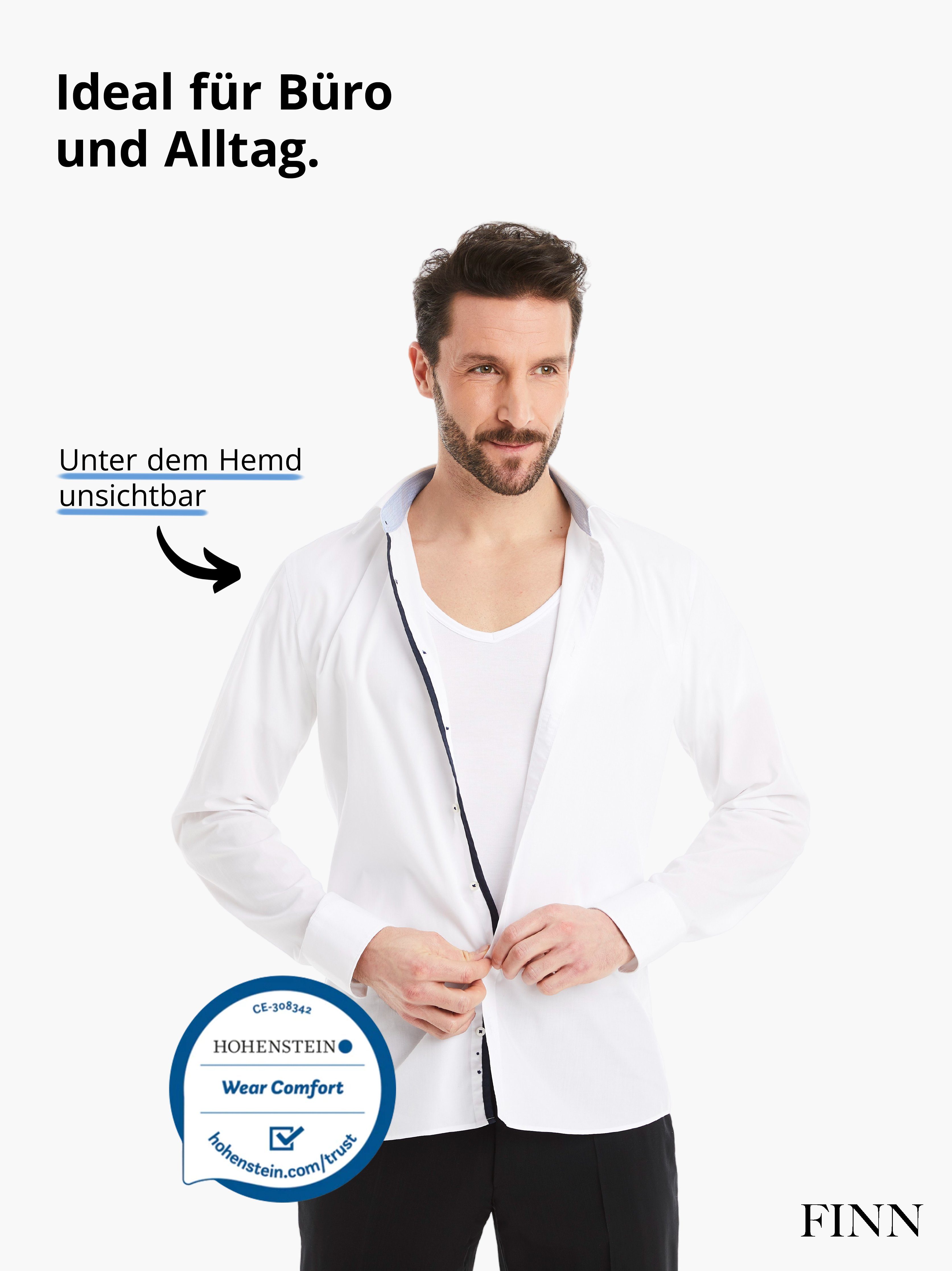 FINN Design Unterhemd Business Unterziehshirt Herren Kurzarm mit V-Ausschnitt Das perfekte T-Shirt für Männer unter Hemd und Anzug