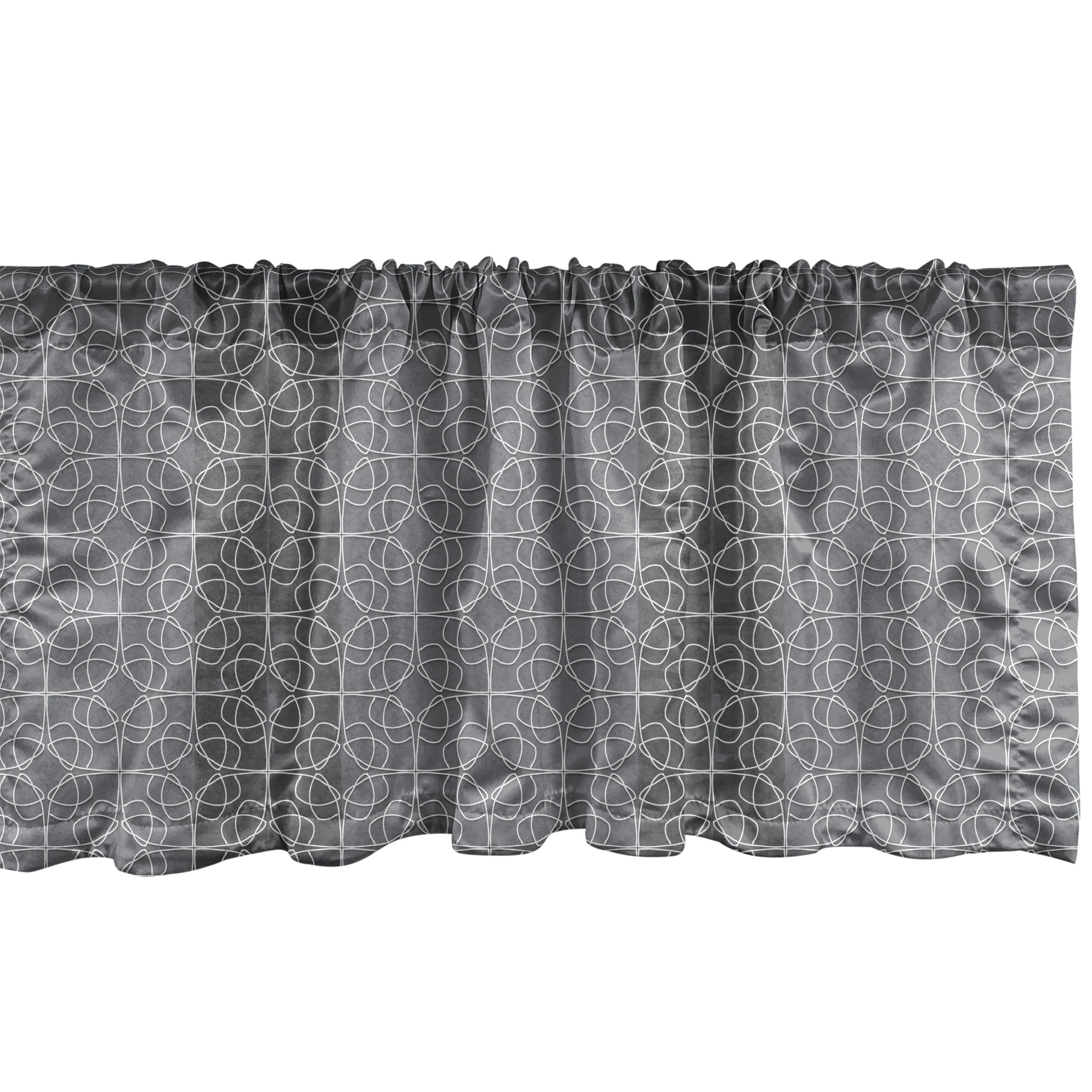 Scheibengardine Vorhang Volant für Küche Schlafzimmer Dekor mit Stangentasche, Abakuhaus, Microfaser, Gitter Mosaic Grey Oriental Grid