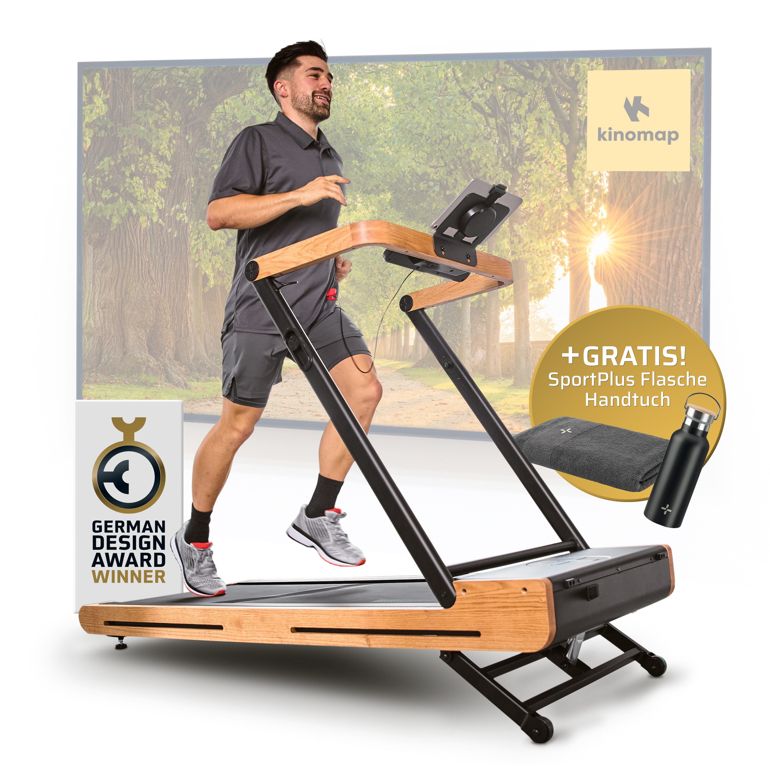 SportPlus Laufband SP-TM-1800-iE, SportPlus Holzlaufband, faltbar, App-Kompatibilität, FSC®-zertifiziert