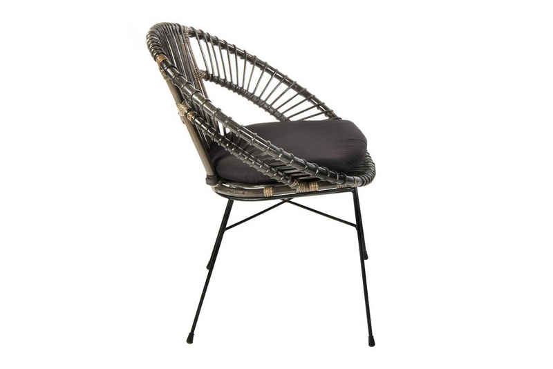 SAM® Esszimmerstuhl »Bari«, Rattanstuhl, in verschiedenen Farben erhältlich, schwarzes Metallgestell, mit Sitzkissen, geflochtenes Retro-Design