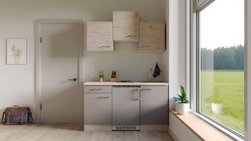 Flex-Well Küche Riva, Breite 150,5 cm, mit Unterbau-Kühlschrank, Kochfeld und Spüle
