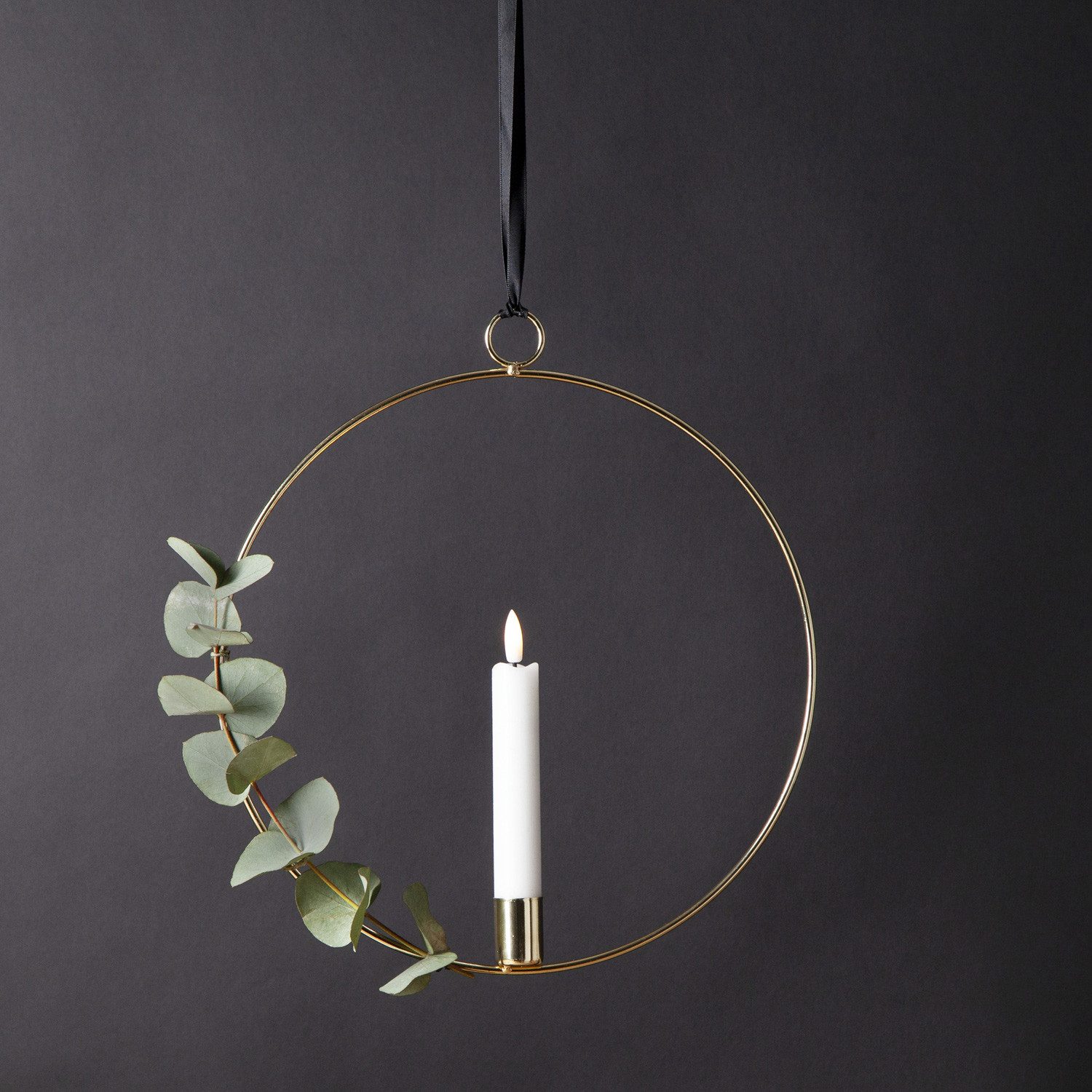 MARELIDA Hängeleuchte Dekoring mit LED Kerze Flamme mit Aufhänger 28,5cm Timer Batterie, LED Classic, warmweiß (2100K bis 3000K)