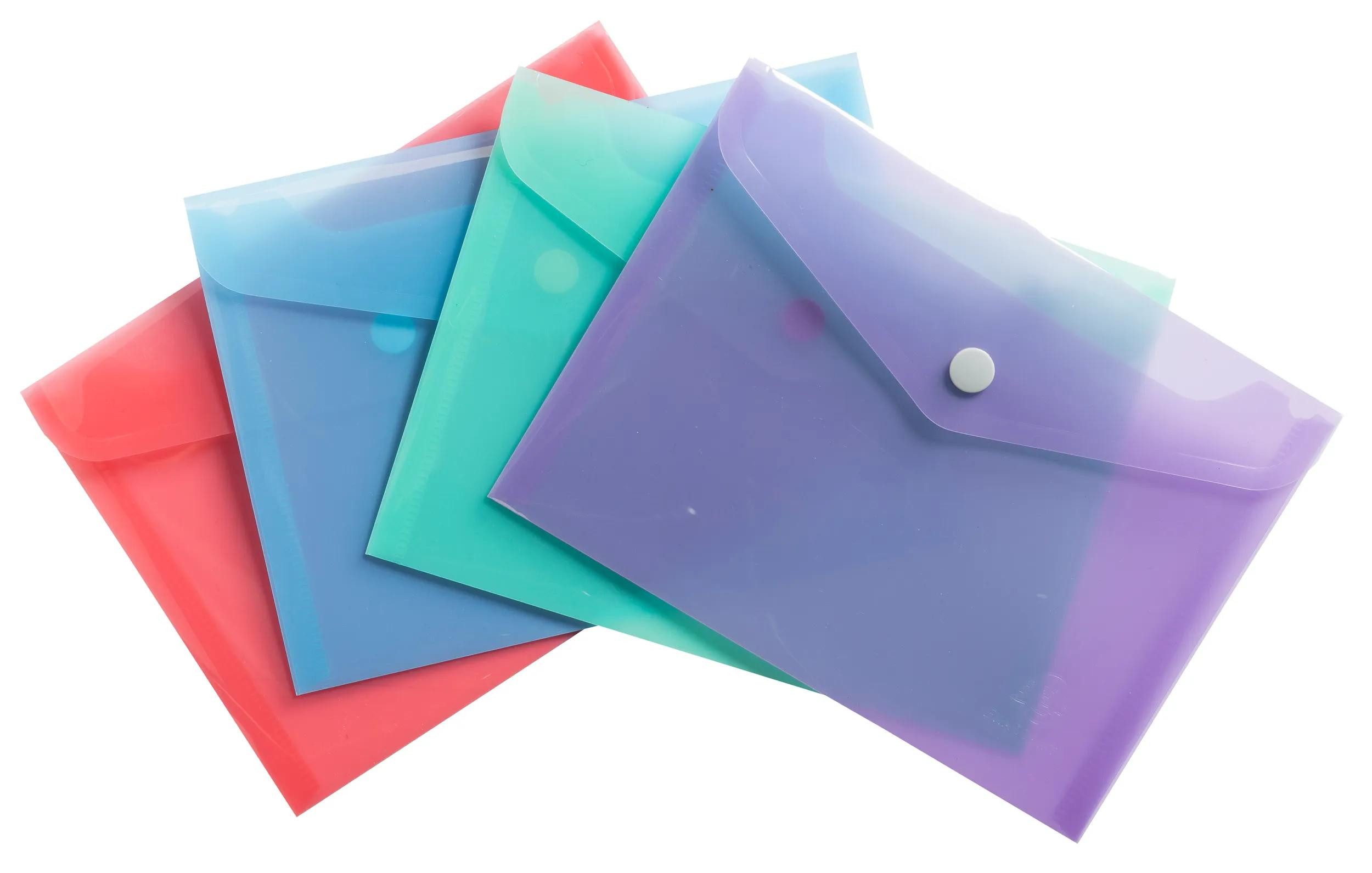 EXACOMPTA Prospekthülle 28x Hüllen mit Druckknopf, PP 200, B7, - sortiert - 35430E, Hüllen