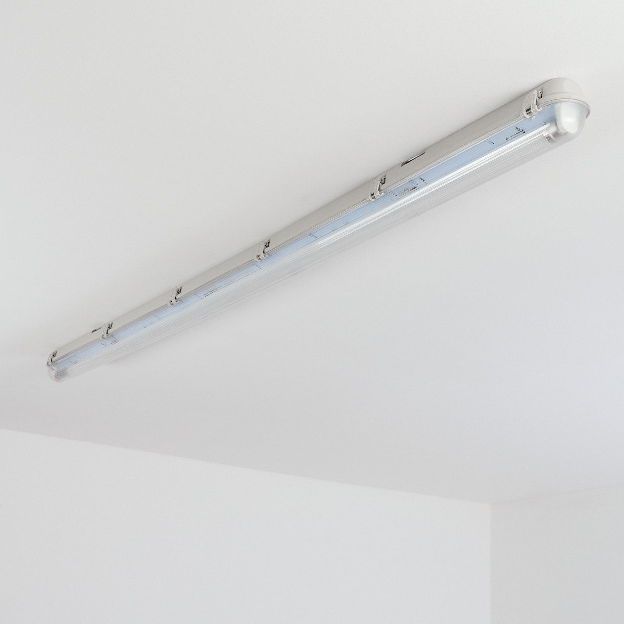 hofstein Deckenleuchte Deckenlampe aus Metall/Kunststoff, Grau/Weiß/Klar, Badezimmer geeignet, moderne Deckenleuchte, 25,5 Watt, 2300 Lumen, 4000 Kelvin, IP65