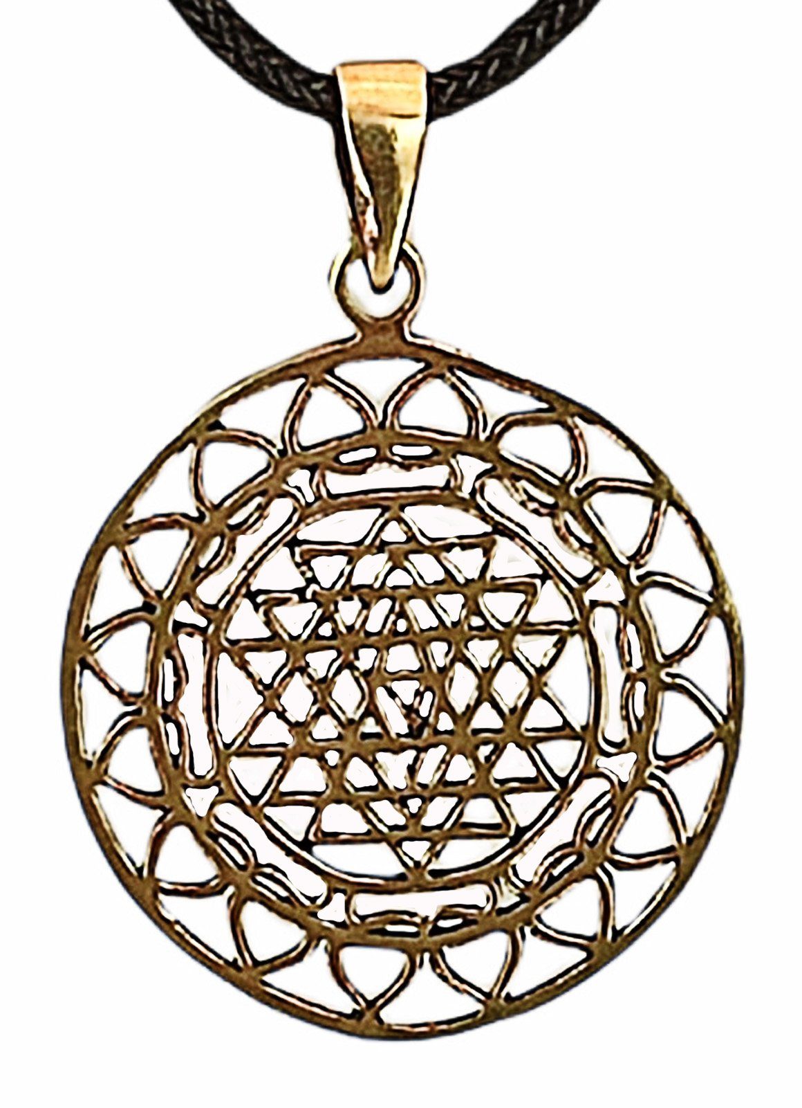 Yantra Nr. Kraft 164 Sri Leather of Diagramm kosmische Kiss Harmonie Mantra Bronze Kettenanhänger