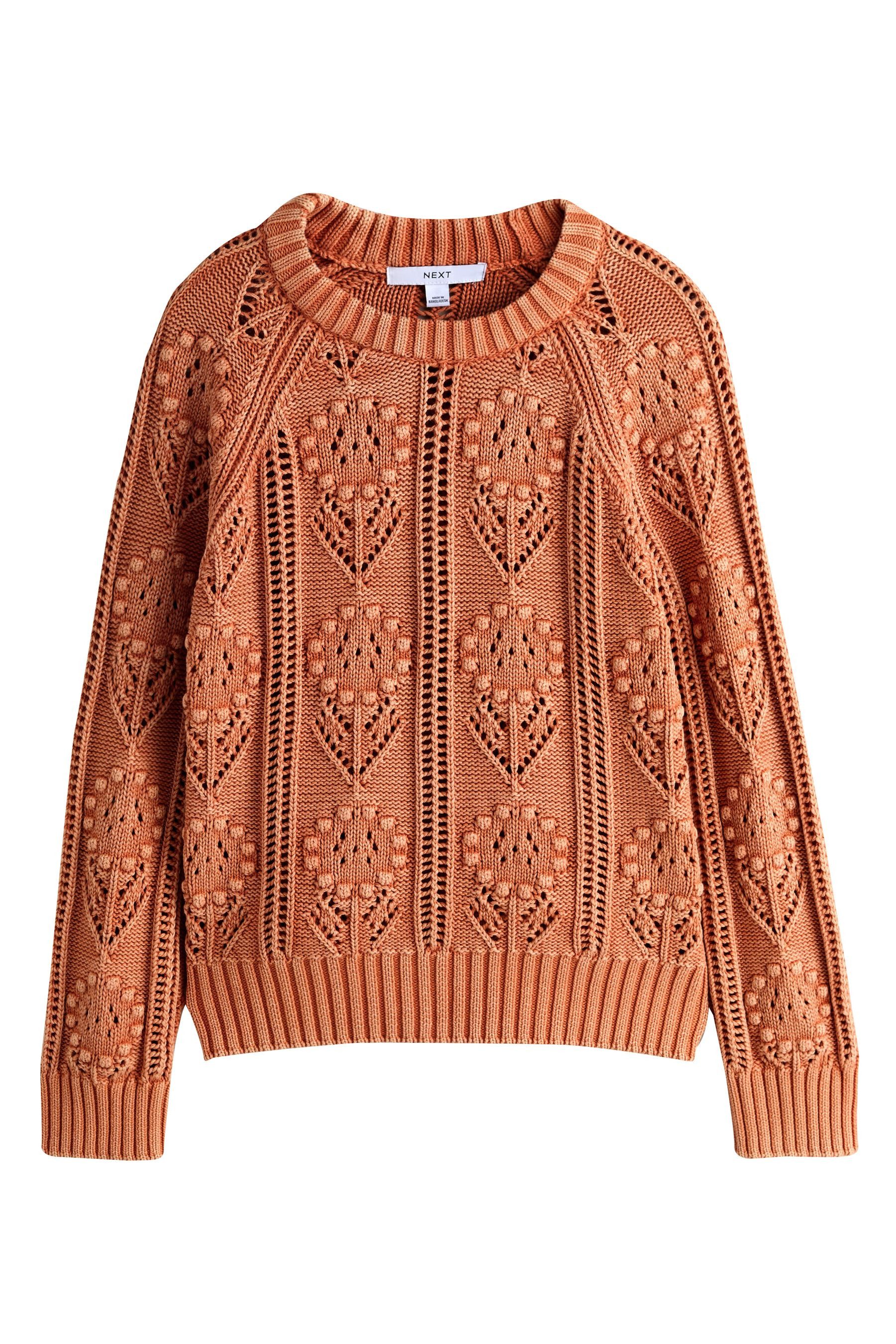 Next Strickpullover Pullover mit Blumenmuster (1-tlg)