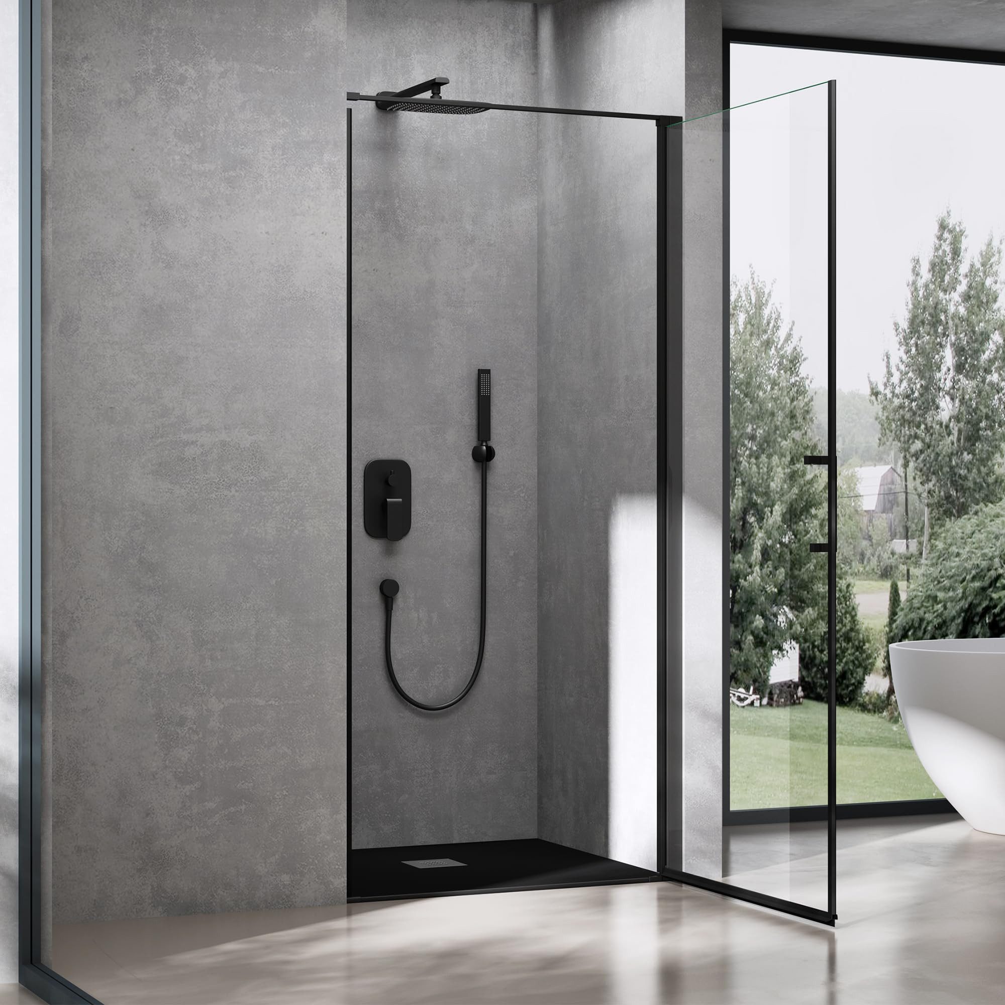 doporro Dusch-Drehtür Duschtür Nischentür dusche Duschabtrennung Duschkabine Teramo36, 80x195 cm, Einscheibensicherheitsglas – Bild 4 von 5