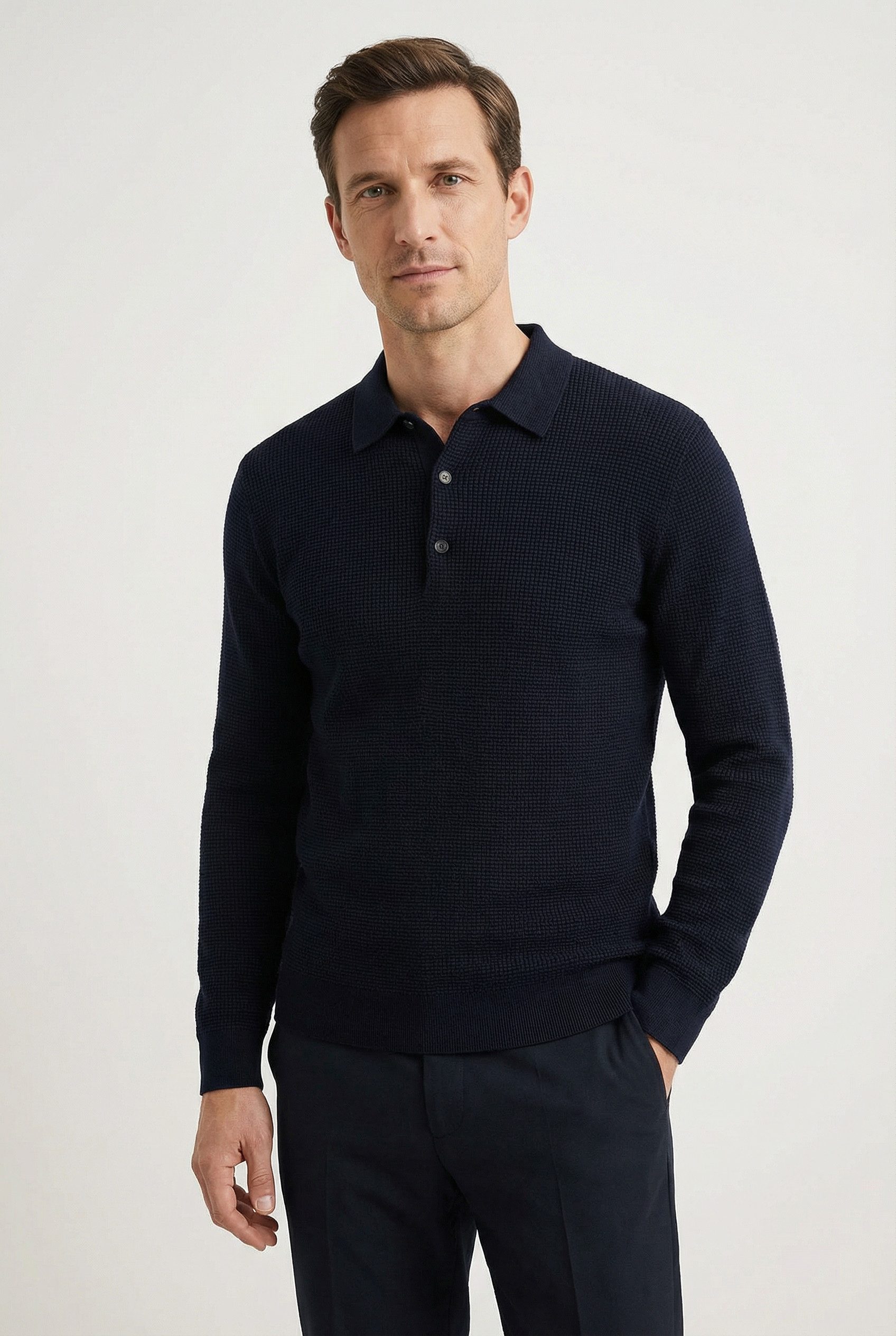 OLYMP Polokragenpullover Waffle Structure Pullover strukturiert, unifarben, günstig online kaufen