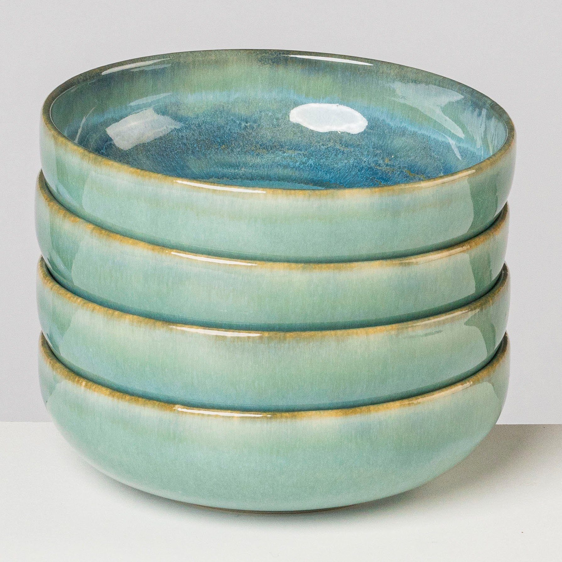 Gipfelstück Müslischale Tiefer See, Steinzeug, (Set, 4-tlg), Scandi-Style, glänzende Reaktivglasur, jedes Stück ein Unikat