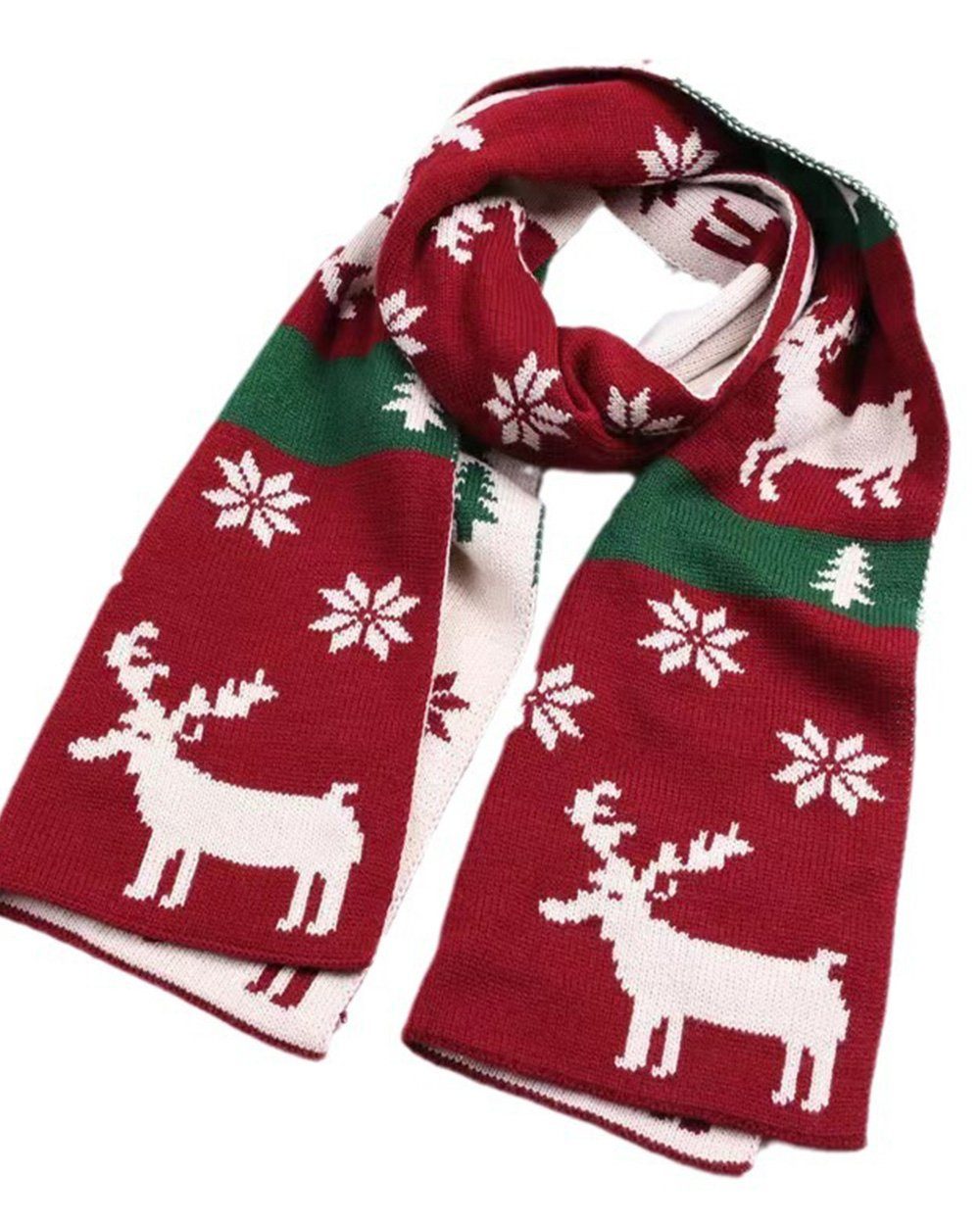 Dekorative Schal Weihnachtsschal Winterschal Gestrickt Schneeflocke Rentier Schal, (1-St), Weihnachts Kleidung, Weihnachts Geschenk Schals