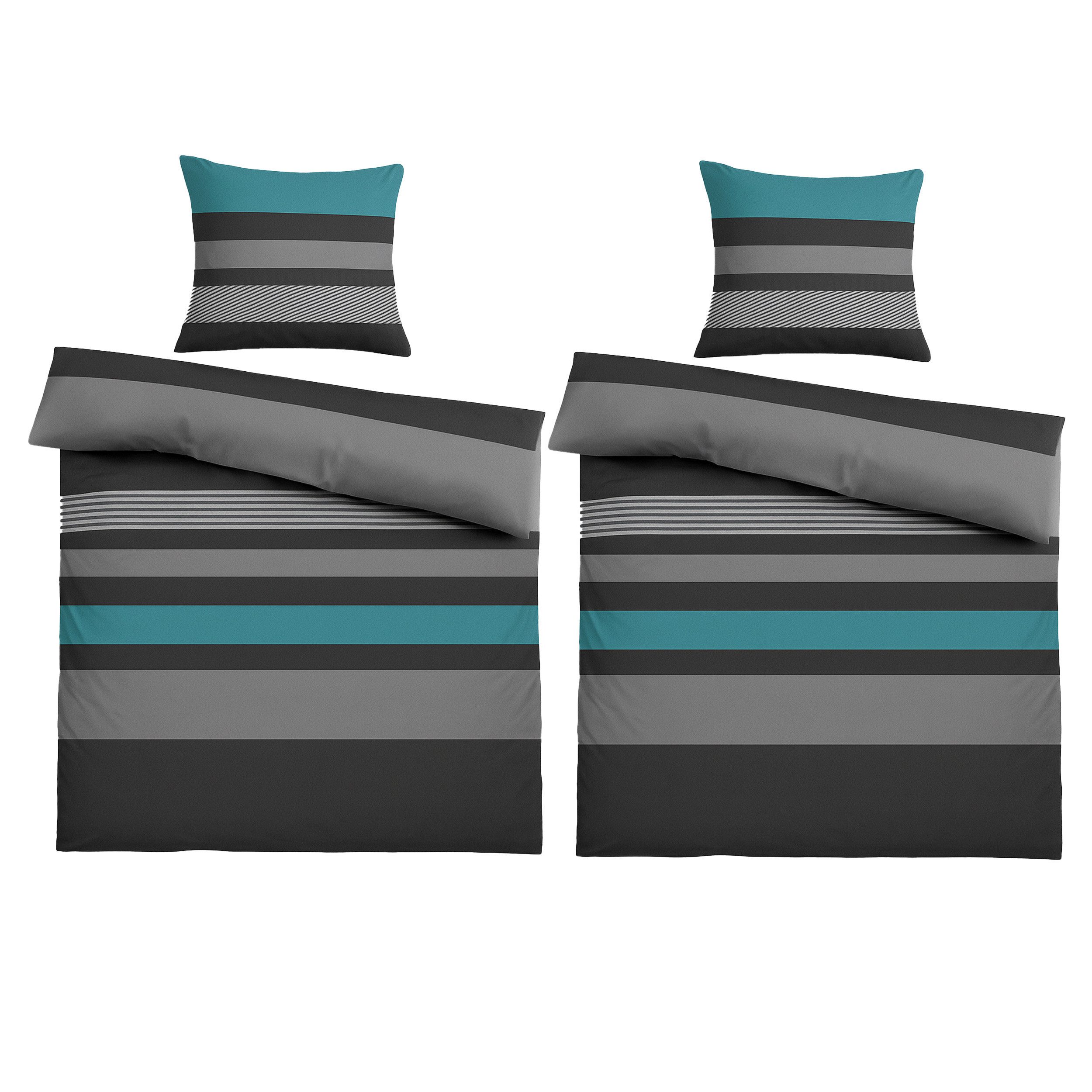 Casa Colori Bettwäsche Kuschelige Flanell Bettwäsche 135x200cm gestreift, B günstig online kaufen