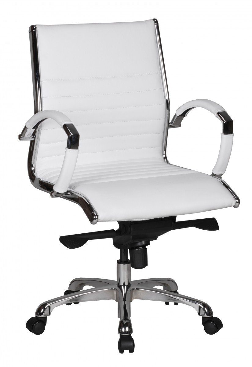 furnicato Bürostuhl X-XL SALZBURG Schreibtischstuhl Design 2 Echtleder Bezug Chefsessel 120kg Weiß