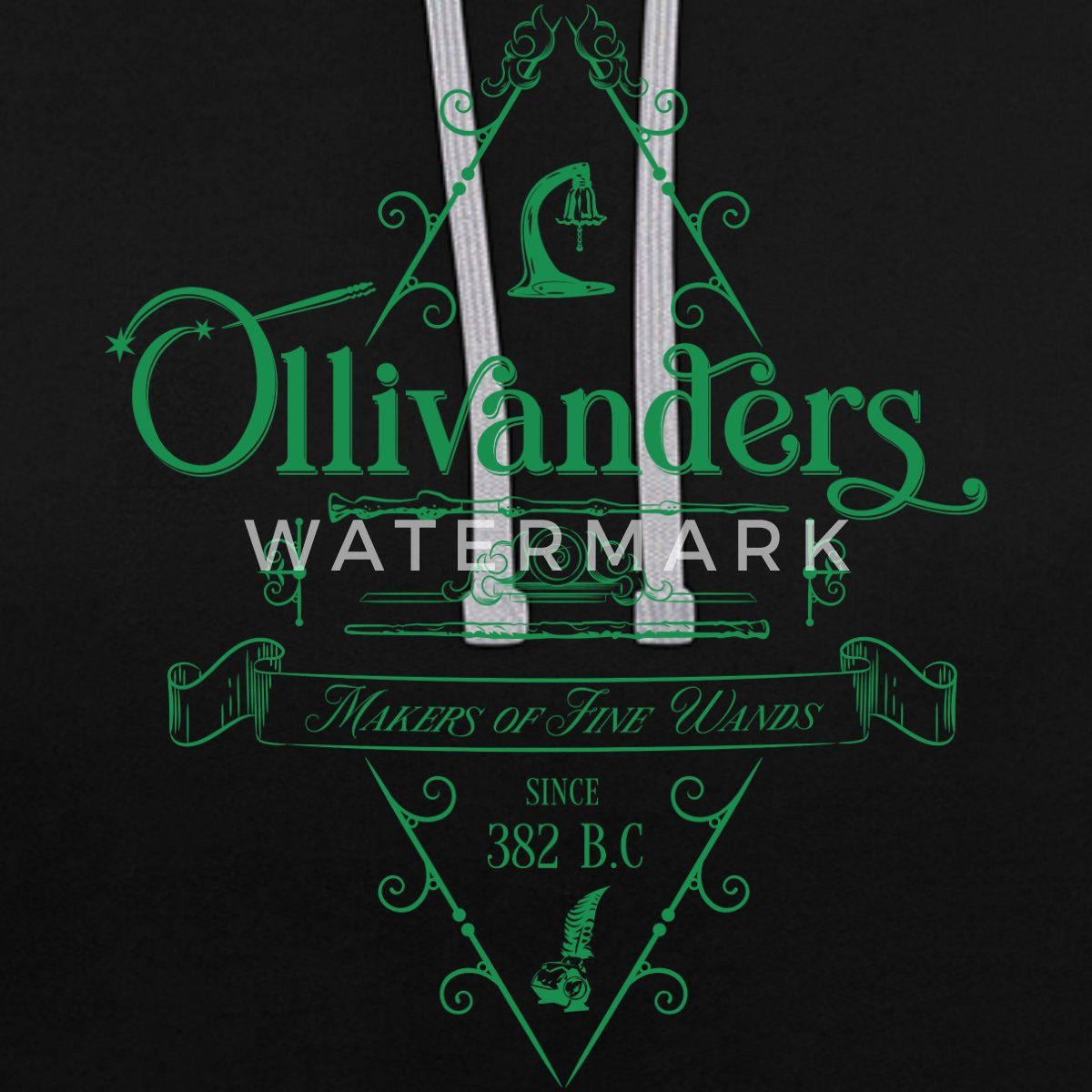 Spreadshirt Hoodie Harry Potter Ollivanders Geschäft Grünes Logo Unisex Kontrast Hoodie (1-tlg)