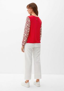 s.Oliver Langarmshirt Materialmix-Bluse mit Print