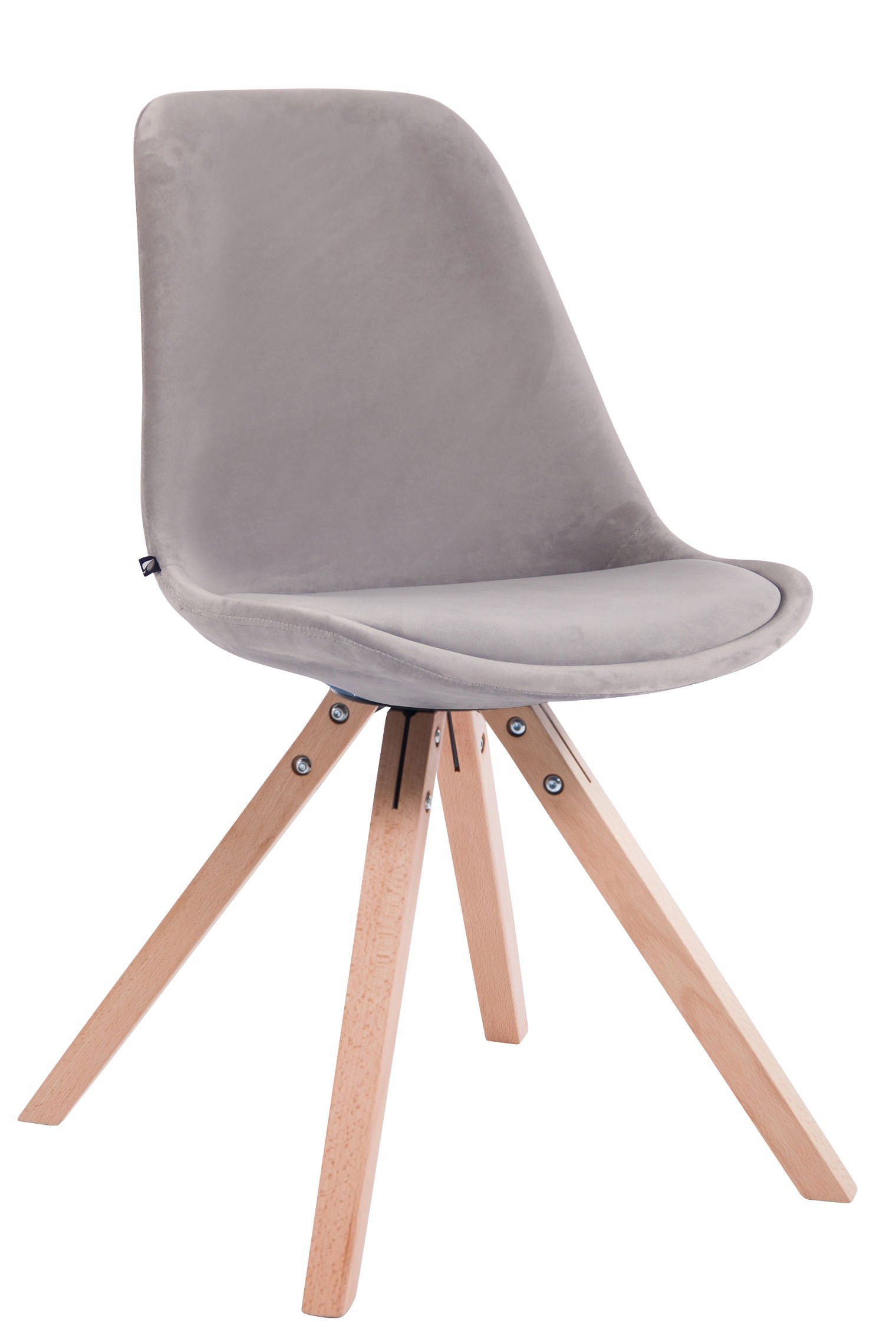 CLP Esszimmerstuhl Toulouse Samt Square, Sitzpolster und Holzbeine