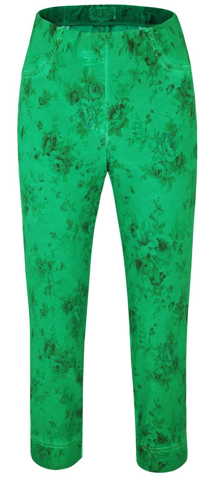 Stehmann Caprihose Loli-602W-90911 Baumwollstretch, mit floralem Druck in Washoptik crazy green