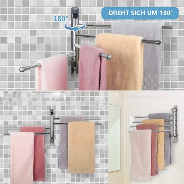 Juoungle Handtuchhalter Handtuchhalter Bad Schwenkbar 4-armig Handtuchstange, Wandmontage