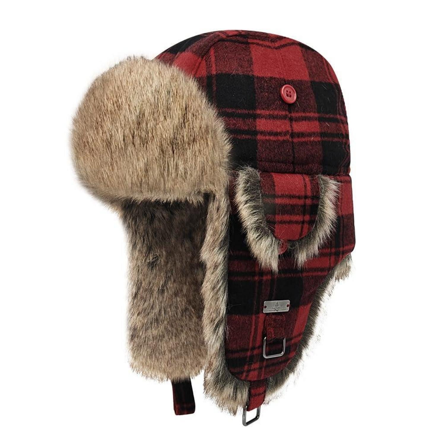 LuxusKollektion Outdoorhut Fliegermütze Winter Warme Pilotenmütze mit Fell rot M (1-St)