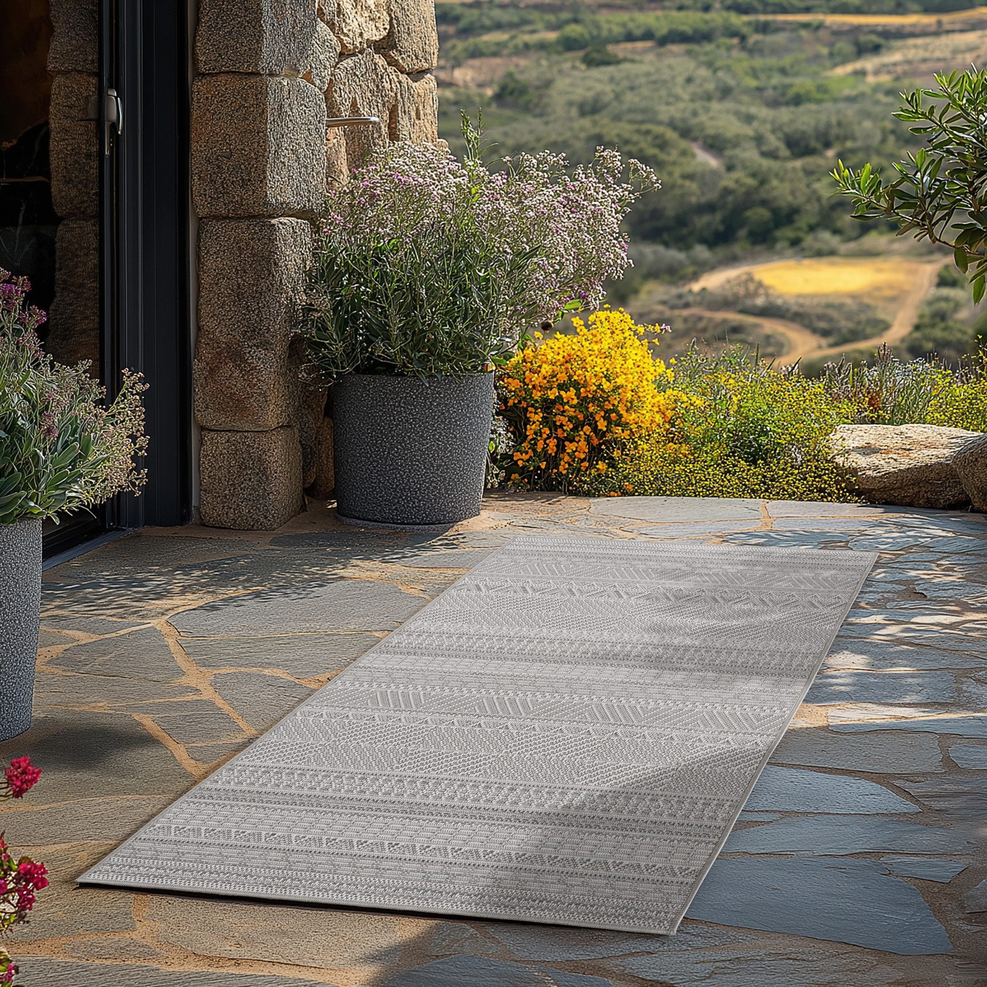 Teppium Teppich Ethno- und Tribal-Teppiche, Rechteckig, Höhe: 5 mm, Indoor Outdoor Teppich Wetterfest 3D Optik Wohnzimmer Küchen Terrasse