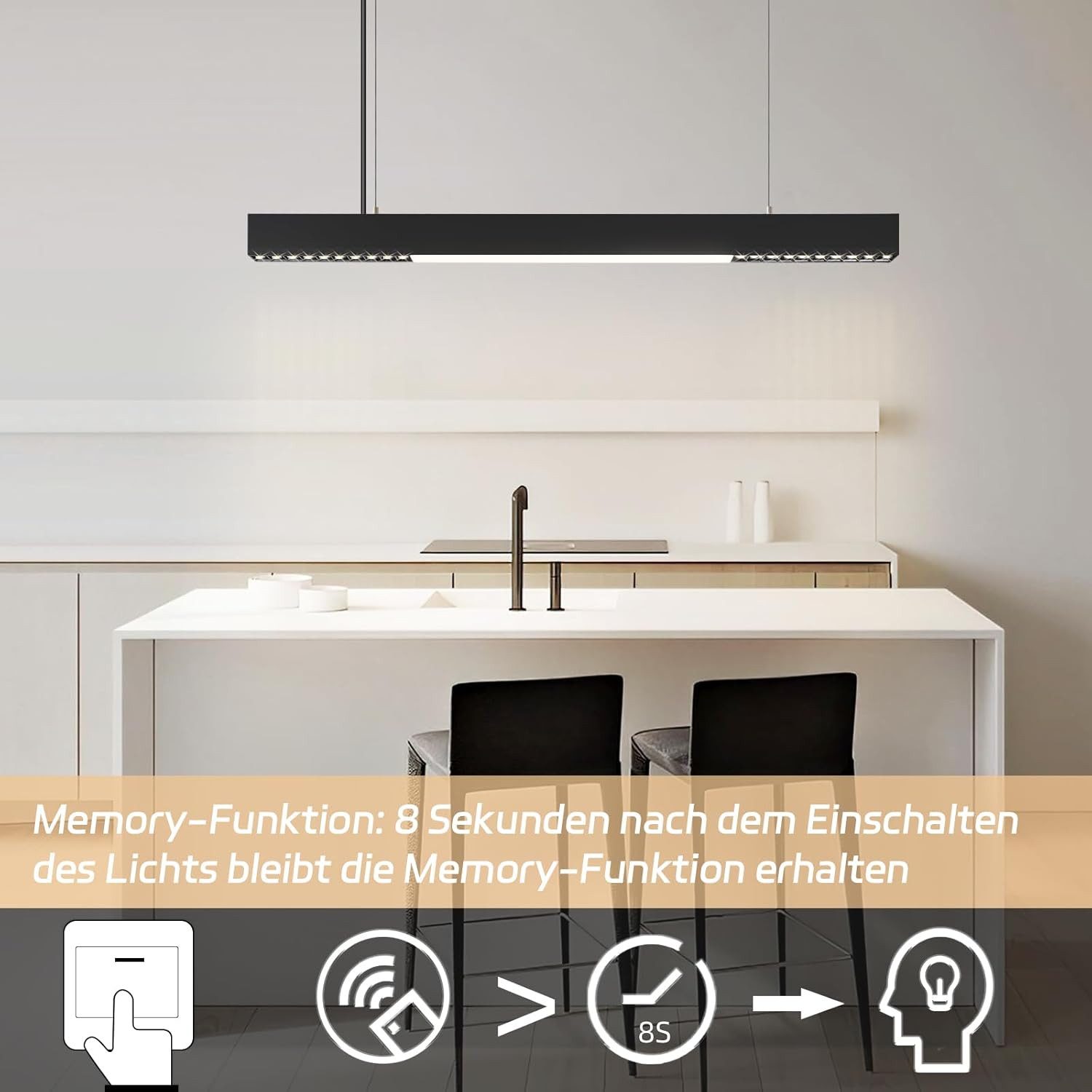 Nettlife LED Pendelleuchte Esstisch Dimmbar Schwarz Hängelampe 150CM Höhenv günstig online kaufen