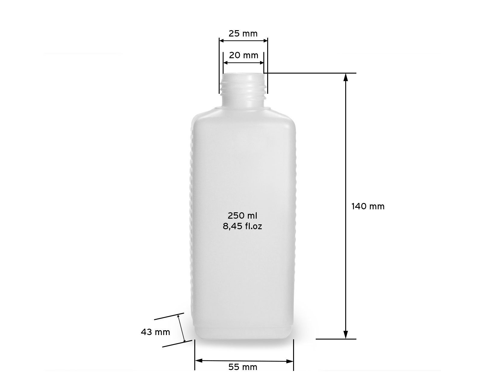 OCTOPUS Kanister 5 ml HDPE, (5 natur, 1x 250 Deckel G25, je eckig Plastikflaschen aus St)