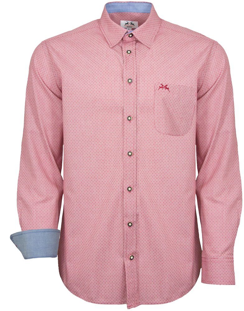 Maddox Trachtenhemd Maddox Herren Slim Fit Trachtenhemd 'Milo' - Rot