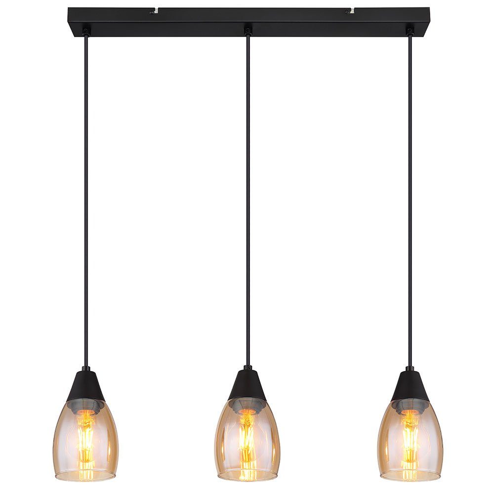 GLOBO LIGHTING Hängeleuchte, Leuchtmittel nicht inklusive, Pendelleuchte Glas Hängeleuchte Glas Esstischlampe schwarz, 3 flammig