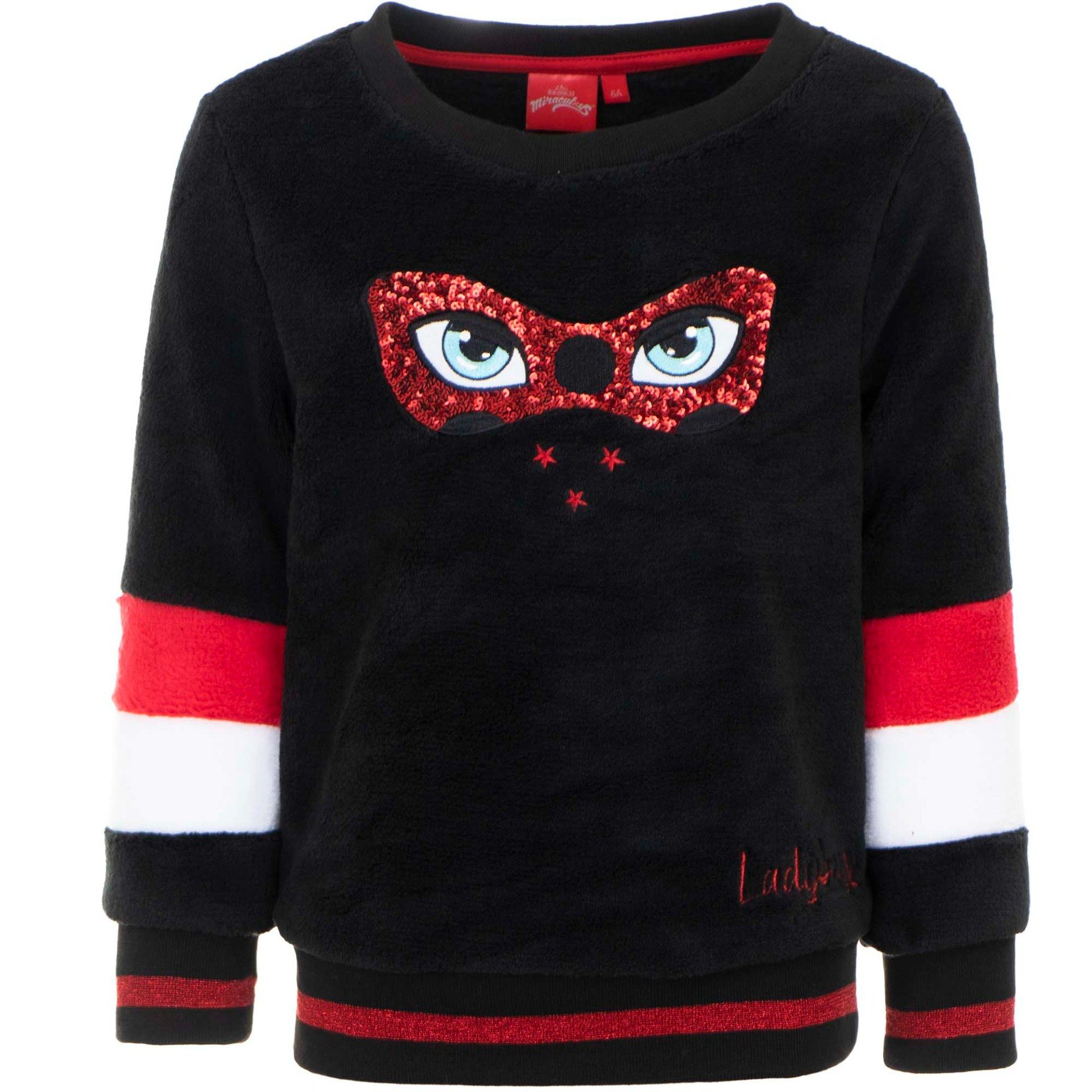 Miraculous - Ladybug Fleecepullover Kinder Pulli Gr. 104 bis 128, in Rot oder Schwarz