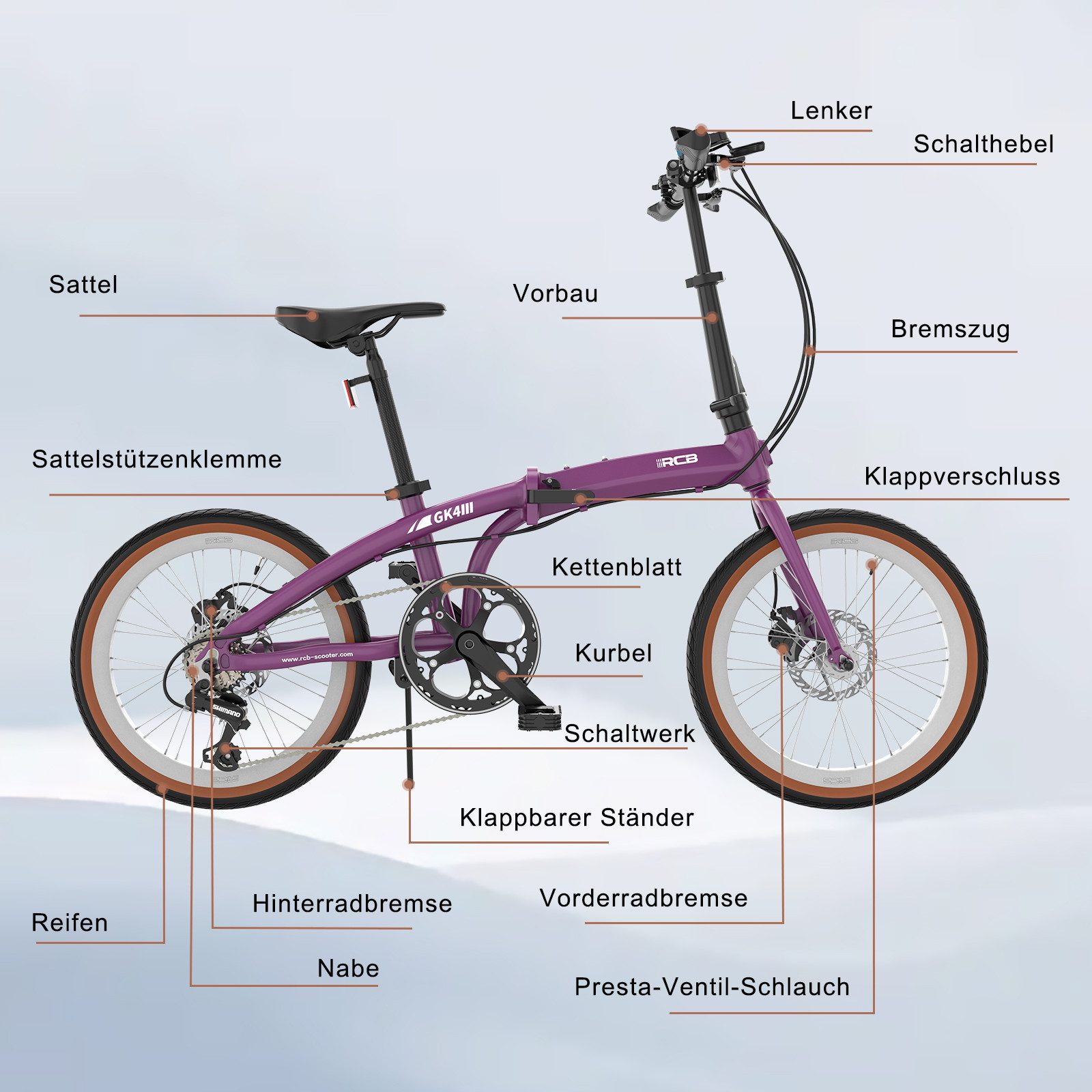 RCB Faltrad GK4 doppelt faltbares Fahrrad,20Zoll Klapprad für Damen&Herren,Pendler, 7 Gang, ideal für Pendler (Damen & Herren)
