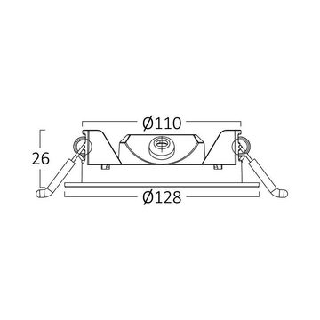 Braytron Einbauleuchte LED Panel Einbauleuchte rund 18/6 Watt, Dimmbar, Ø 20,5/11 cm