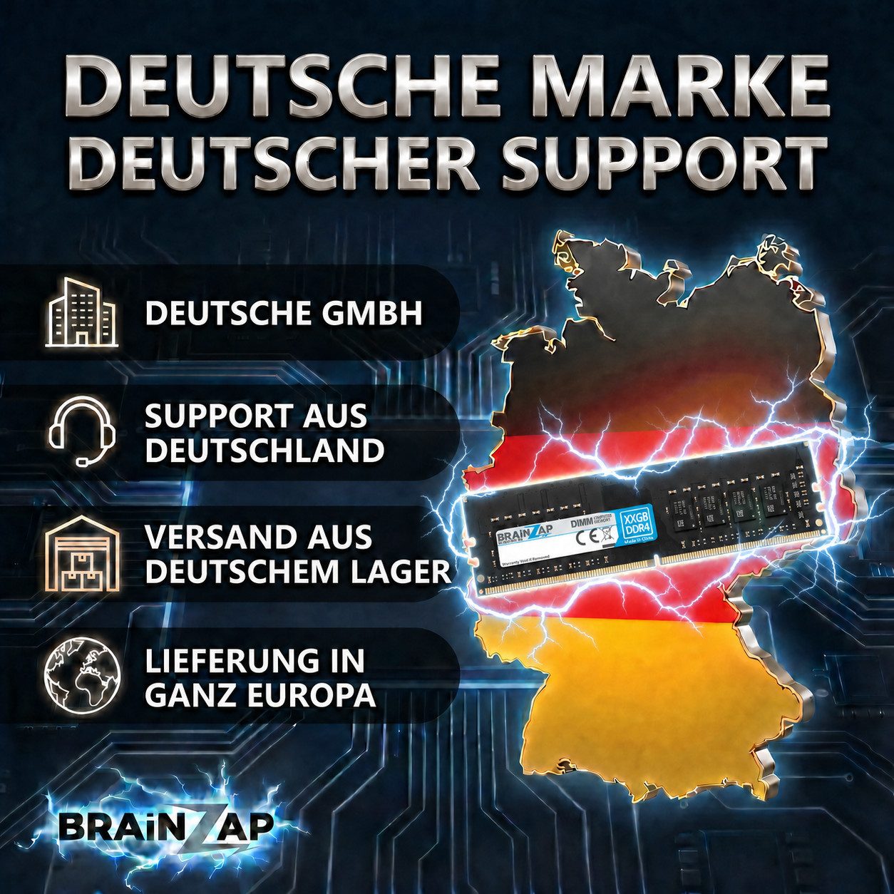 BRAINZAP 4GB RAM PC4-2666V DIMM PC-Arbeitsspeicher (2666 MHz, CL19, 1Rx8, Non-ECC, Unbuffered, Desktop-PCs - Intel und)