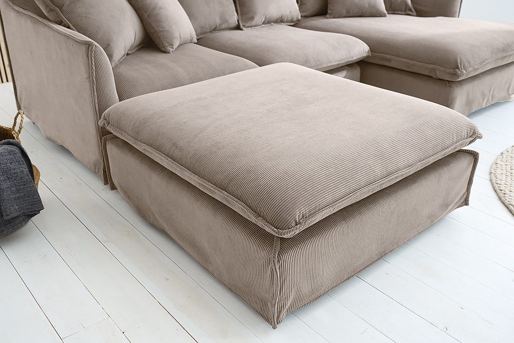 riess-ambiente Sitzhocker HEAVEN 100cm greige · Sofahocker mit abnehmbaren Bezug und Polsterung (Einzelartikel, 1 St), Wohnzimmer-Hocker · Cord-Bezug · Federkern-Polsterung · Landhausstil